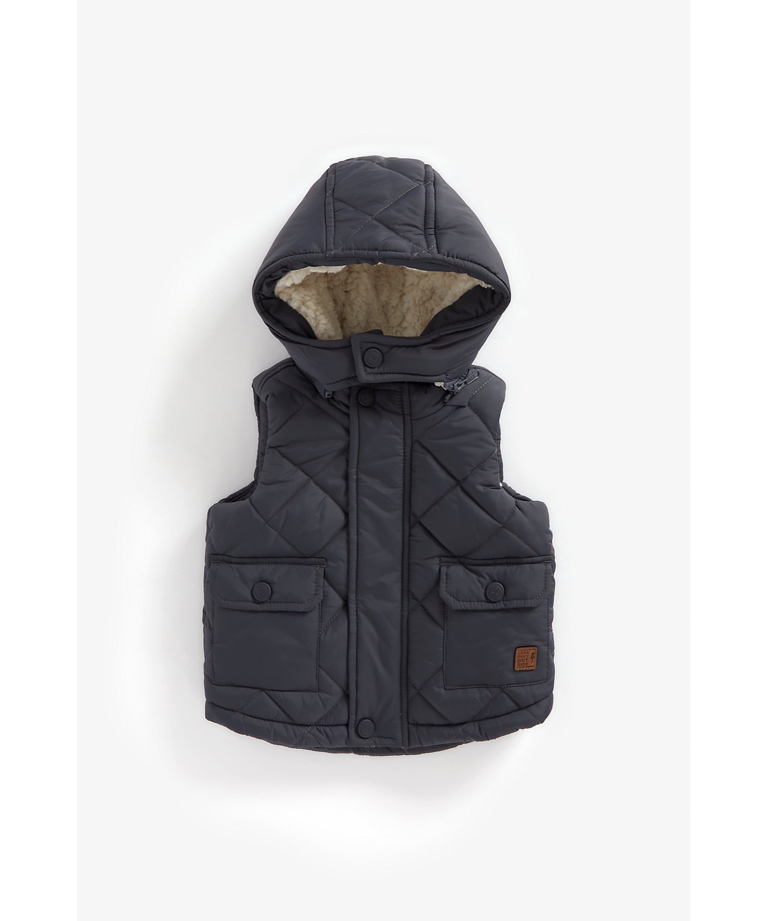 Mothercare | Boys Full Sleeves Quilted Jacket Dino Print - Charcoal 0