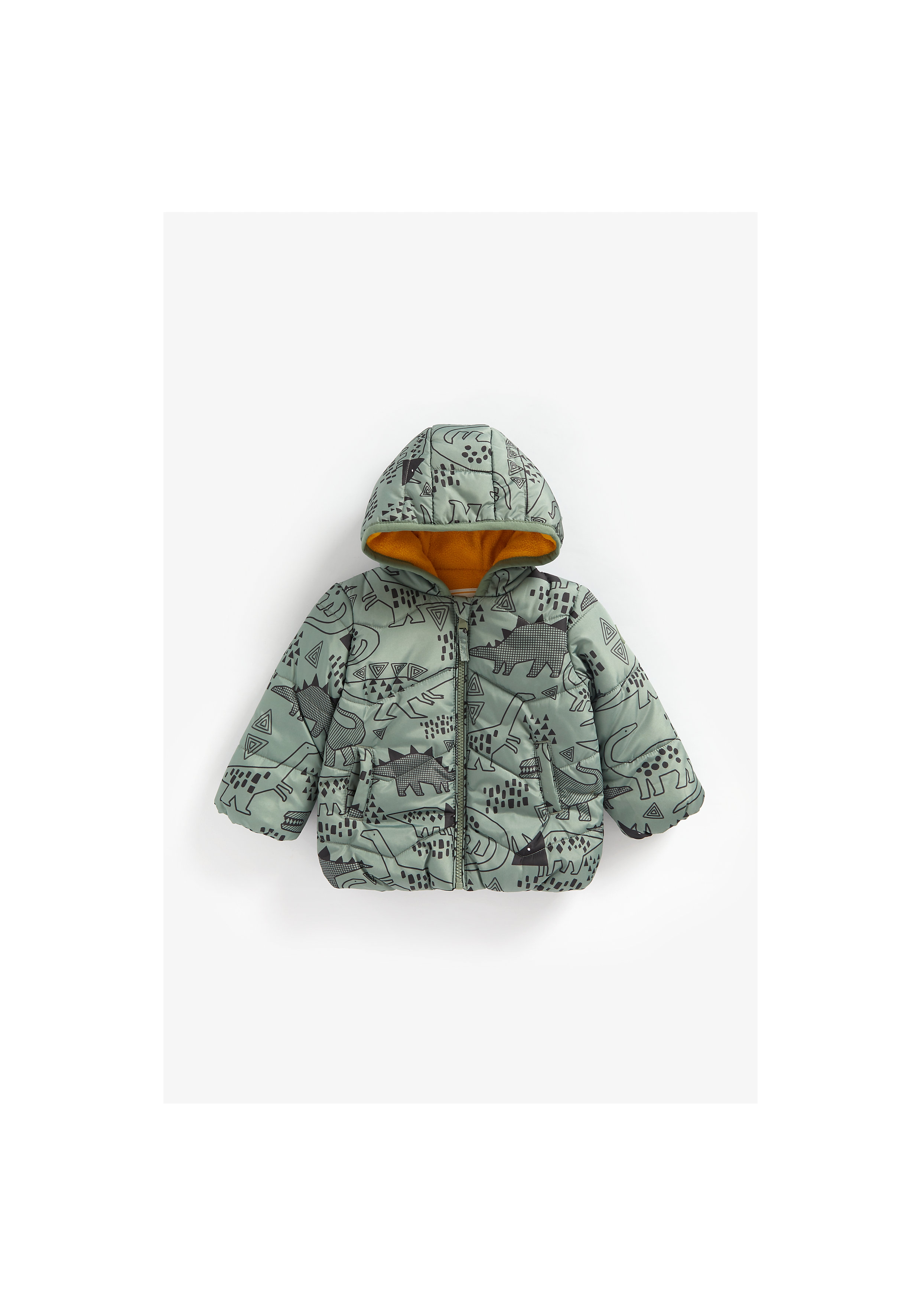 Mothercare | Boys Full Sleeves Fleece Lined Jacket Dino Print - Green 0