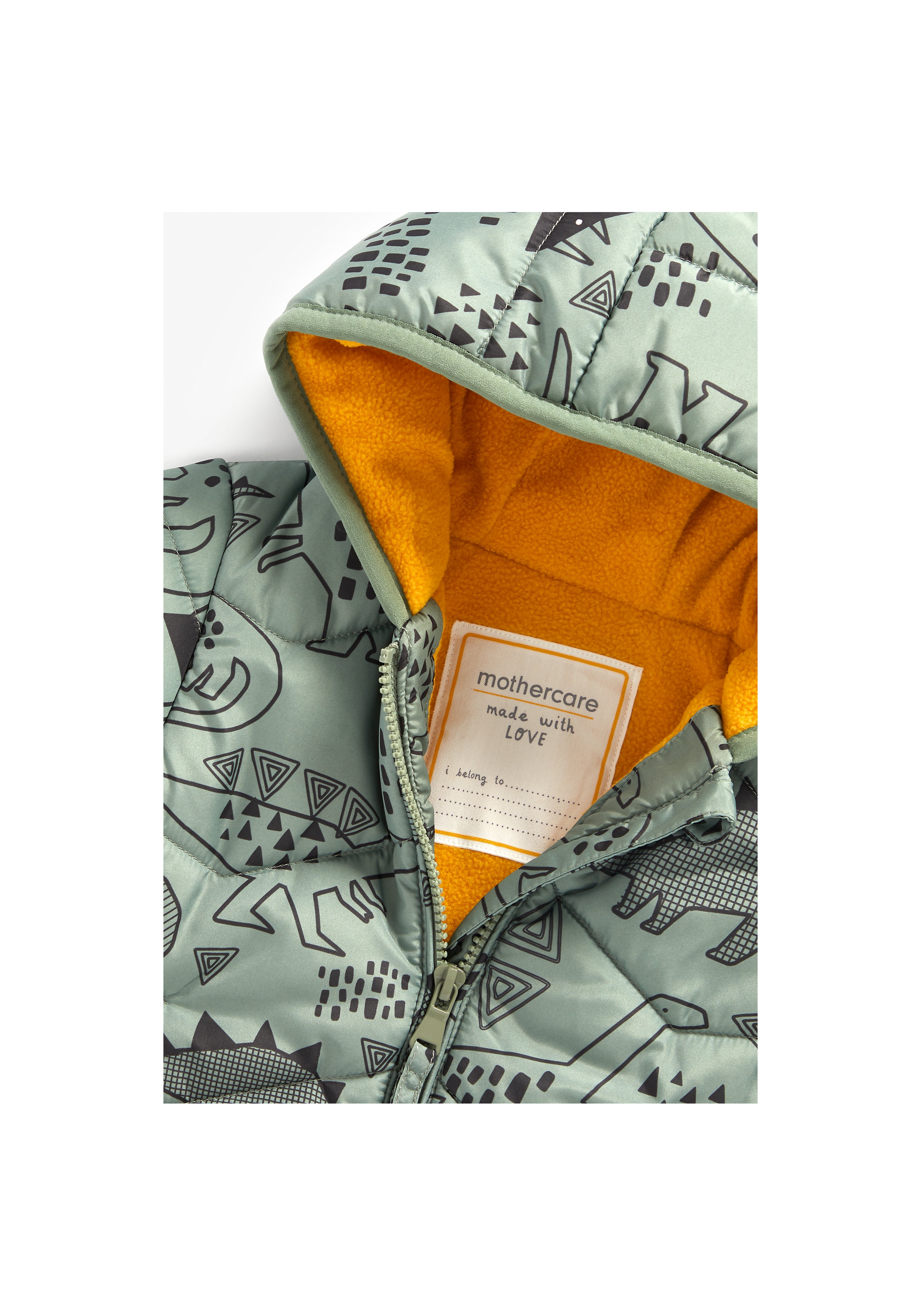 Mothercare | Boys Full Sleeves Fleece Lined Jacket Dino Print - Green 2
