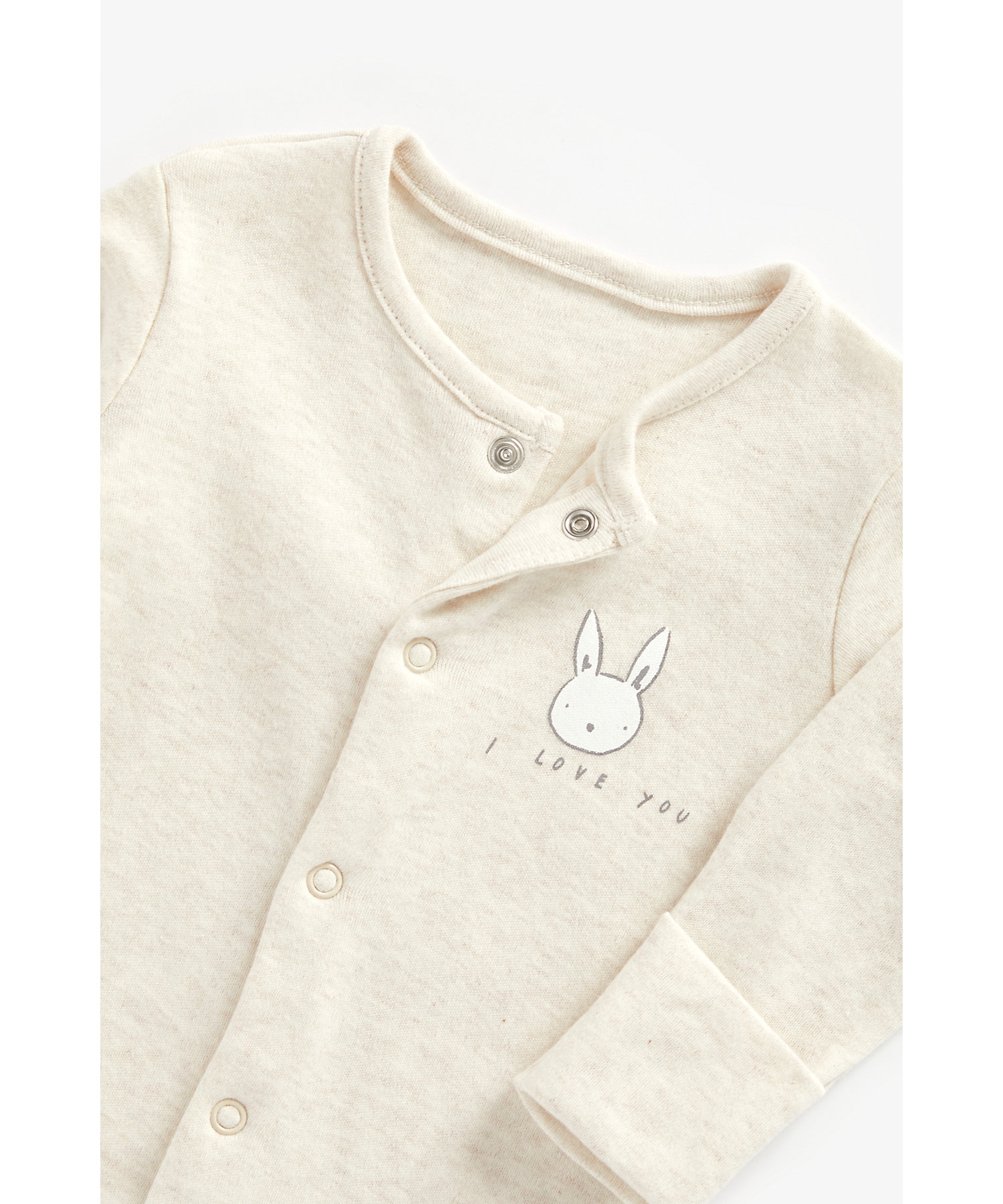 Mothercare | Unisex Full Sleeves Sleepsuit Bunny Print - Pack Of 3 - Beige 5
