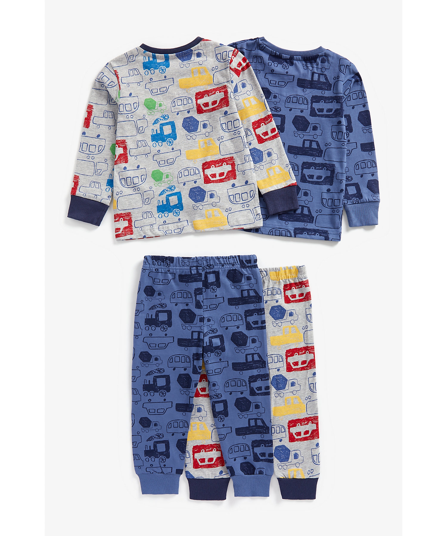 Mothercare | Boys Full Sleeves Pyjama Set Vehicle Print - Pack Of 2 - Multicolor 1