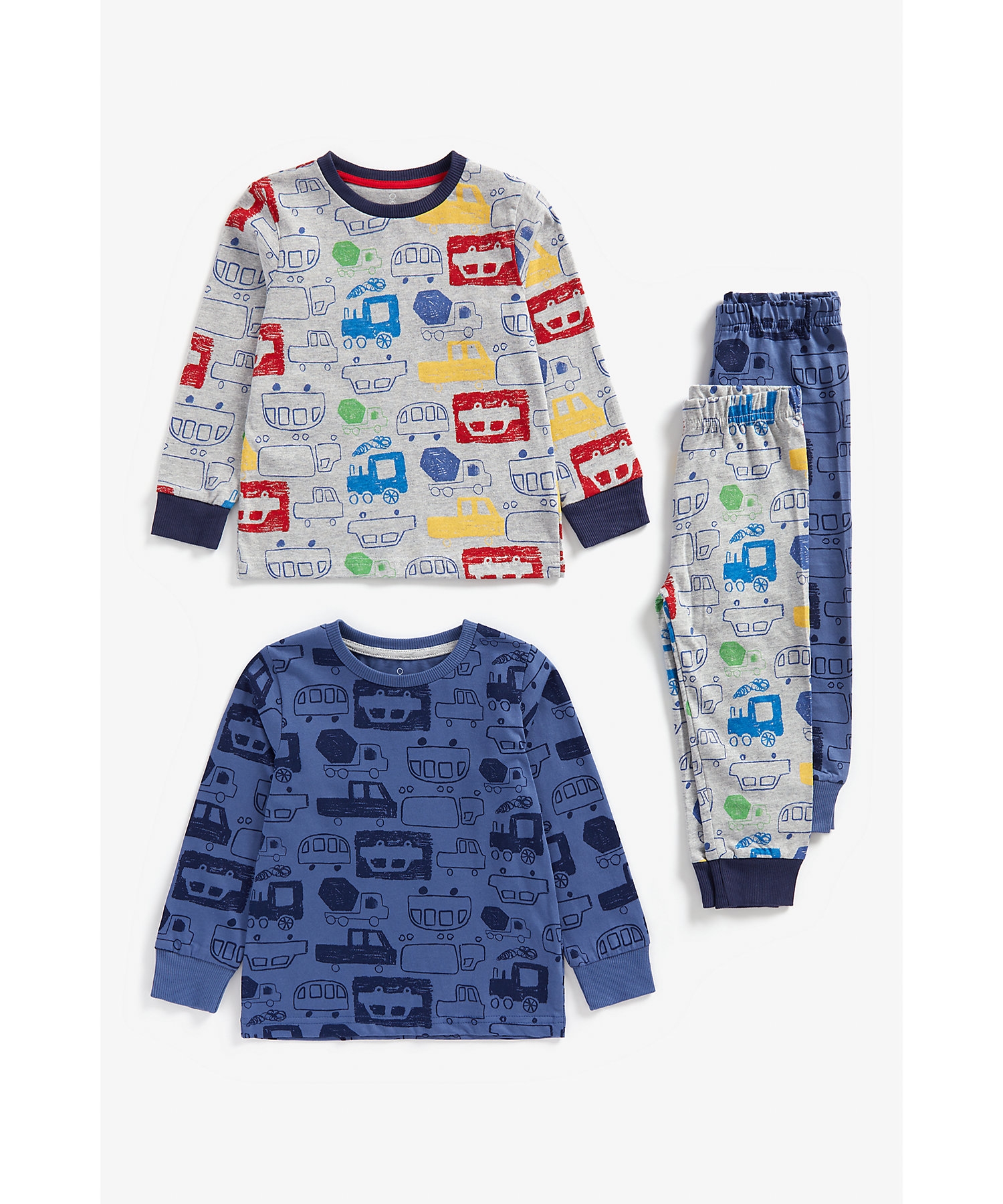 Mothercare | Boys Full Sleeves Pyjama Set Vehicle Print - Pack Of 2 - Multicolor 0