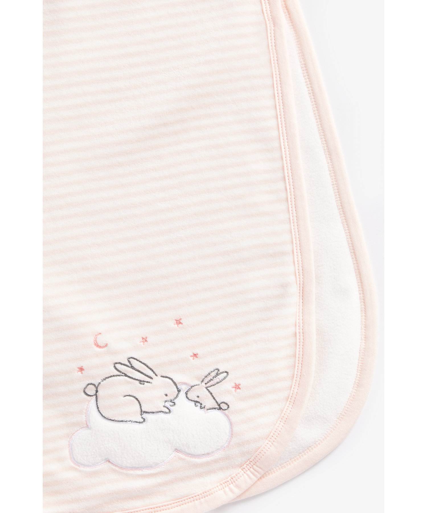 Girls Velour Fleece Lined Shawl Bunny Embroidery - Pink
