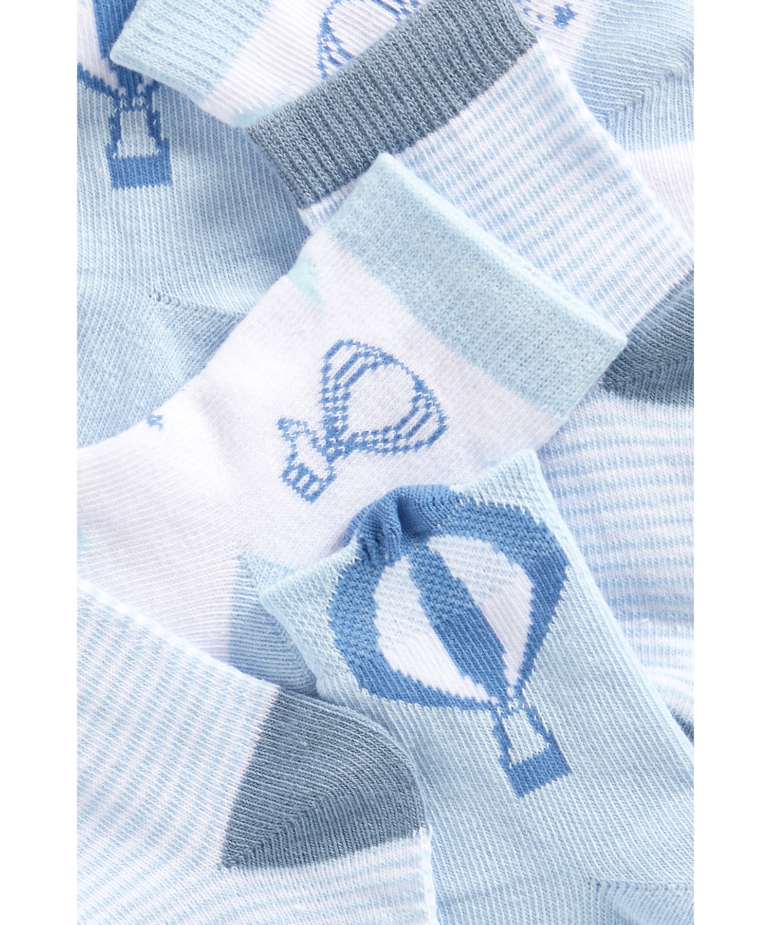 Mothercare | Boys Socks Hot Air Balloon Design - Pack Of 3 - Blue 2