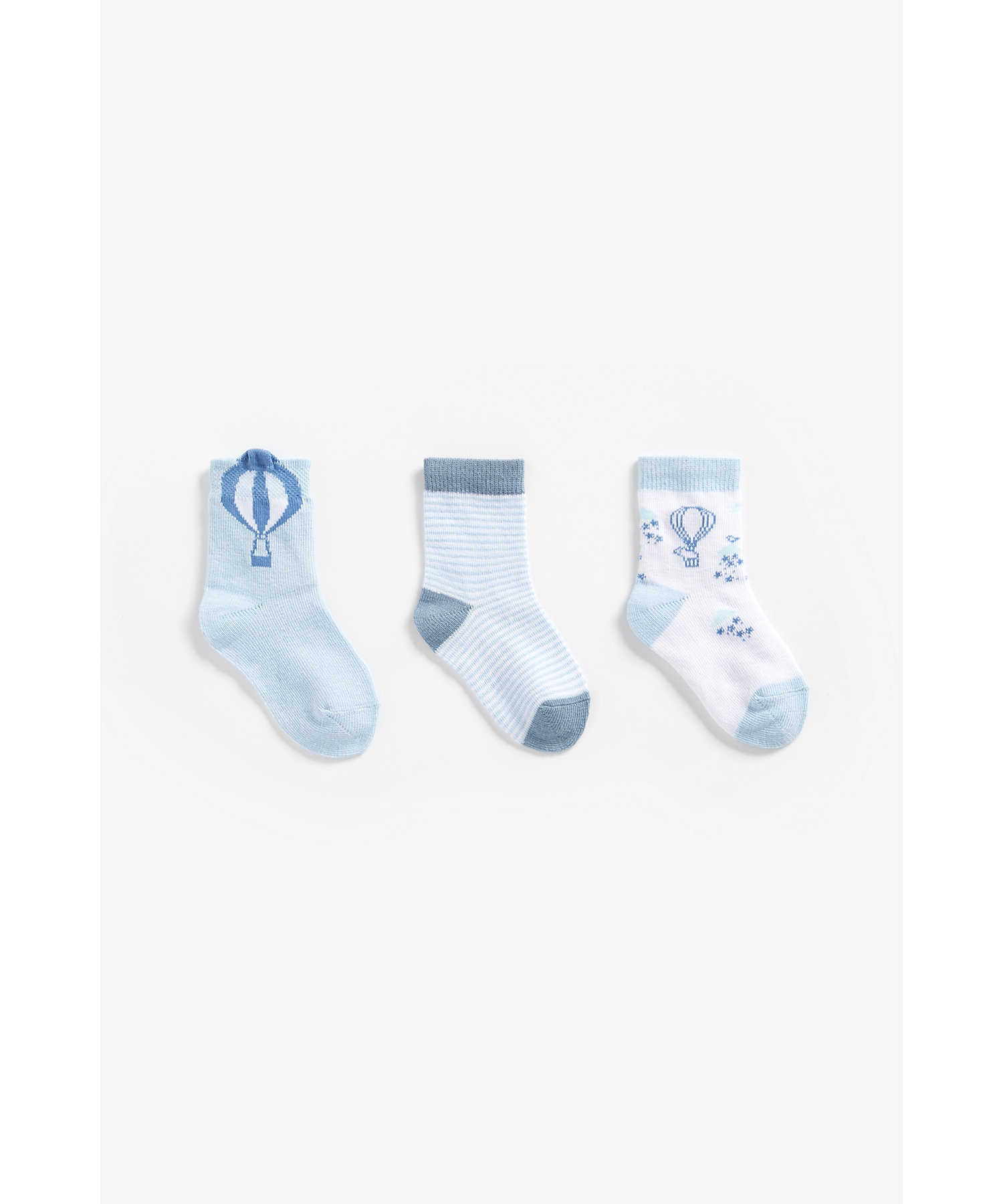 Mothercare | Boys Socks Hot Air Balloon Design - Pack Of 3 - Blue 0