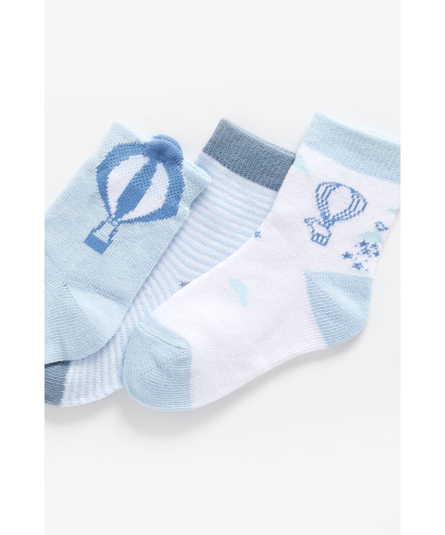 Mothercare | Boys Socks Hot Air Balloon Design - Pack Of 3 - Blue 1