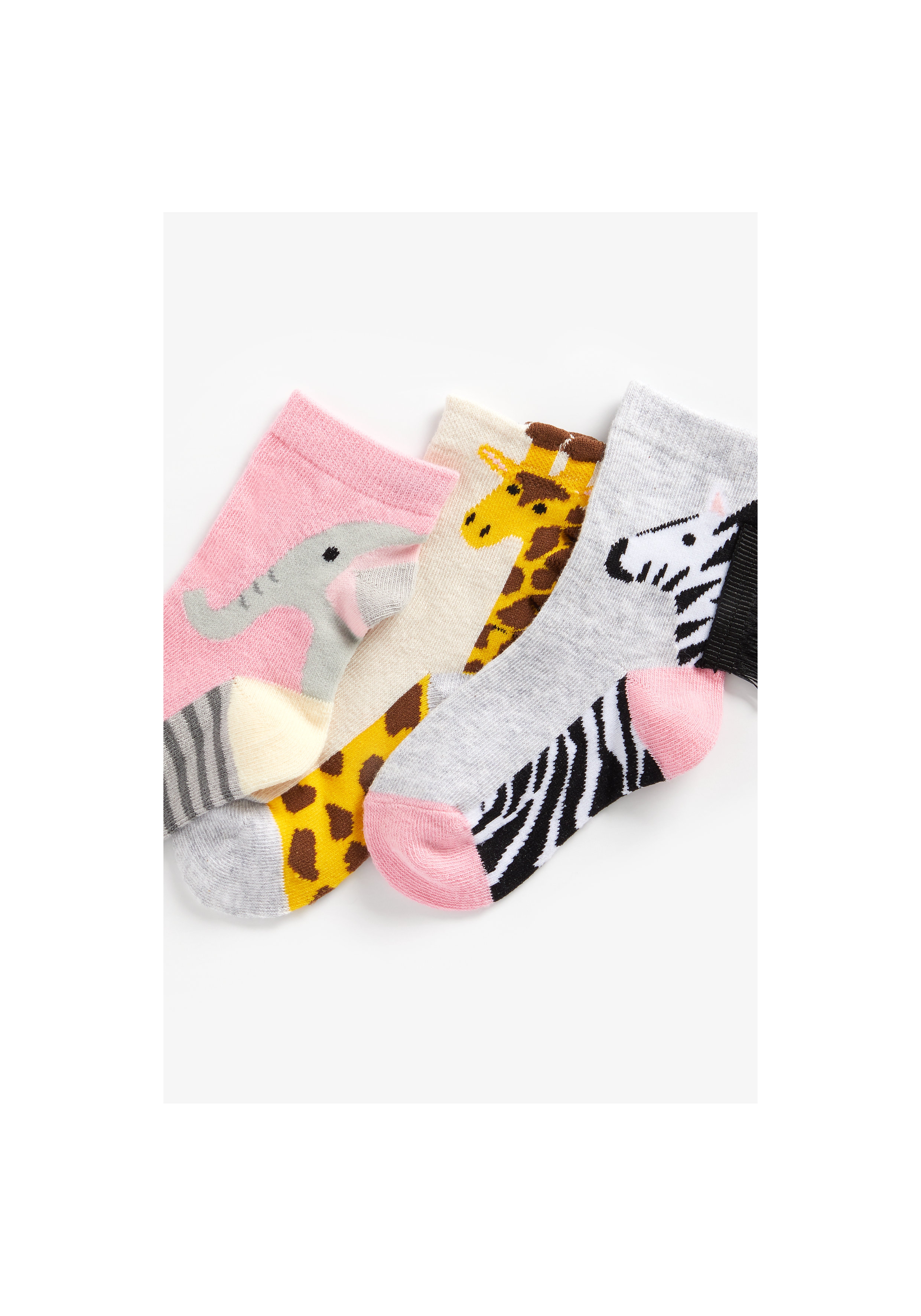 Mothercare | Girls Socks Elephant, Zebra And Giraffe Design - Pack Of 3 - Multicolor 1