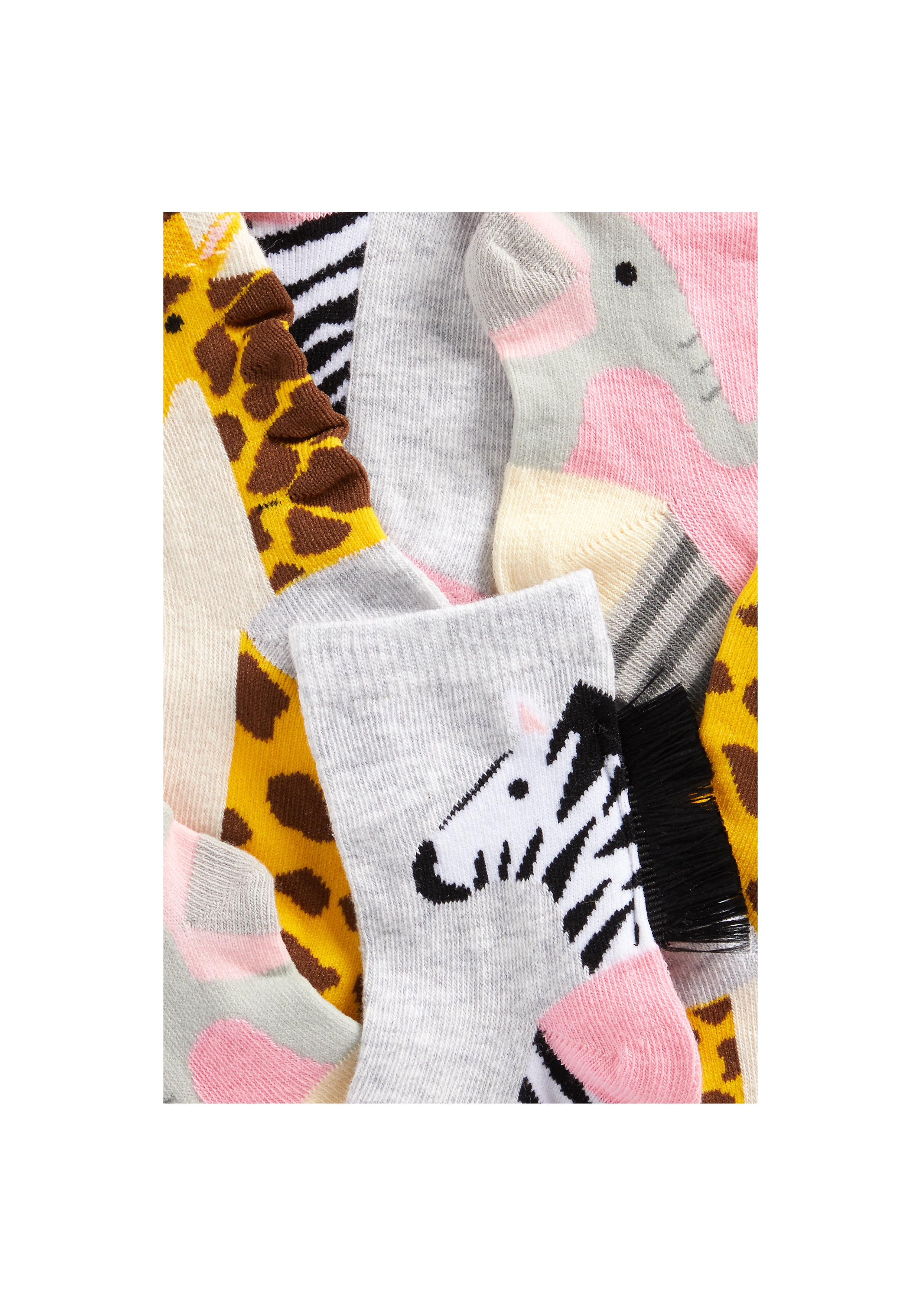 Mothercare | Girls Socks Elephant, Zebra And Giraffe Design - Pack Of 3 - Multicolor 2
