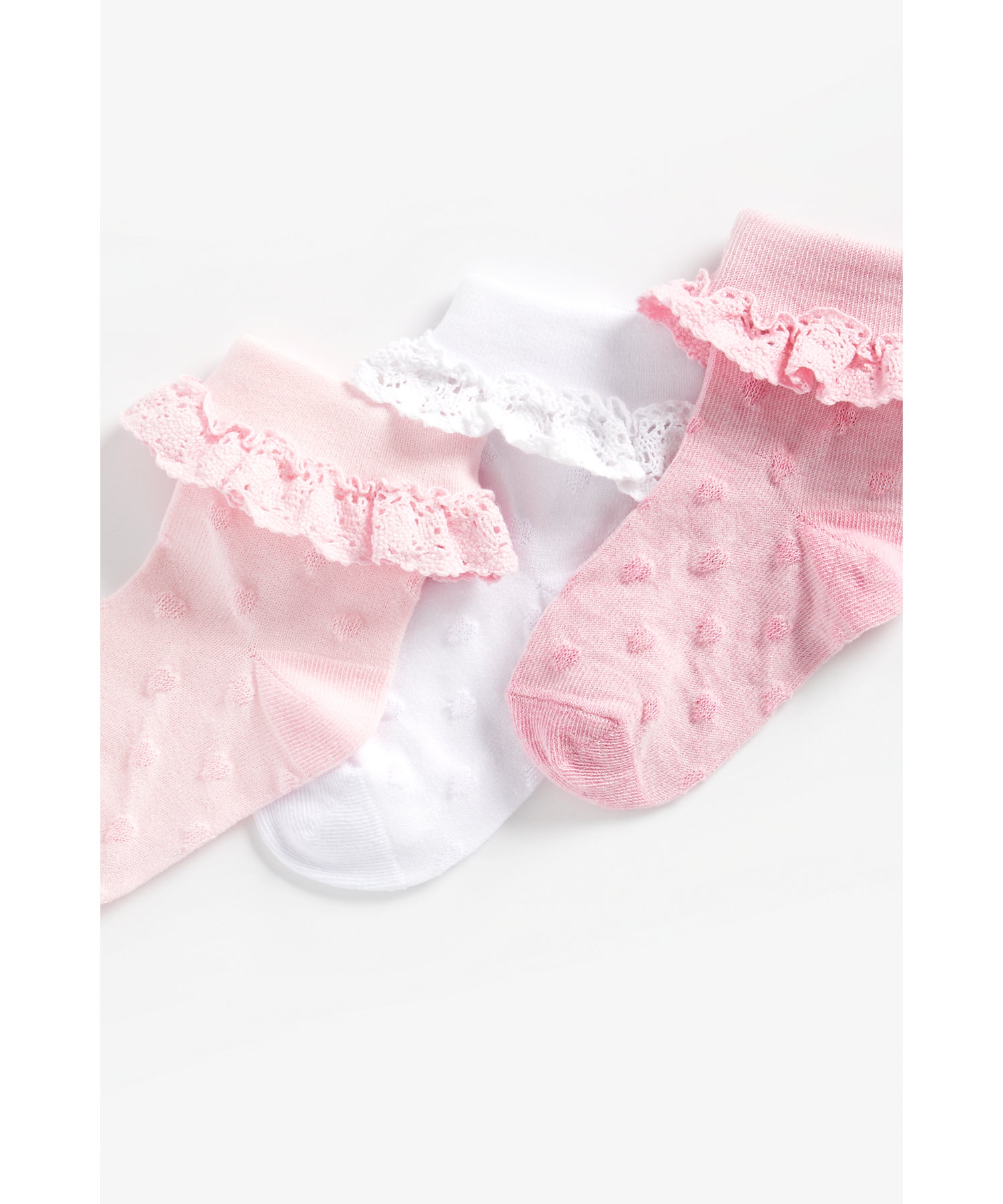 Mothercare | Girls Socks Frill Details - Pack Of 3 - Pink 1