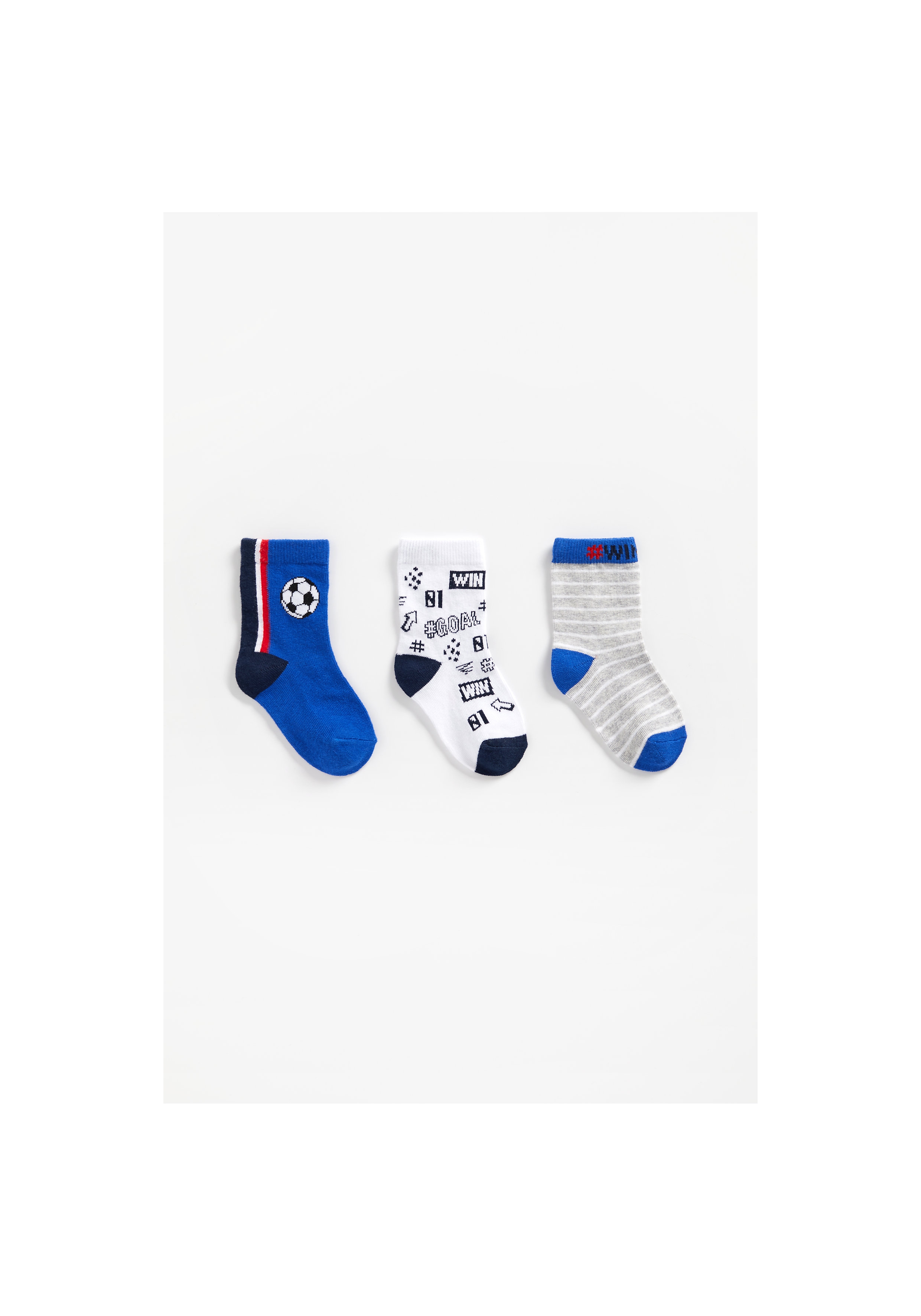 Mothercare | Boys Socks Football Design - Pack Of 3 - Blue 0