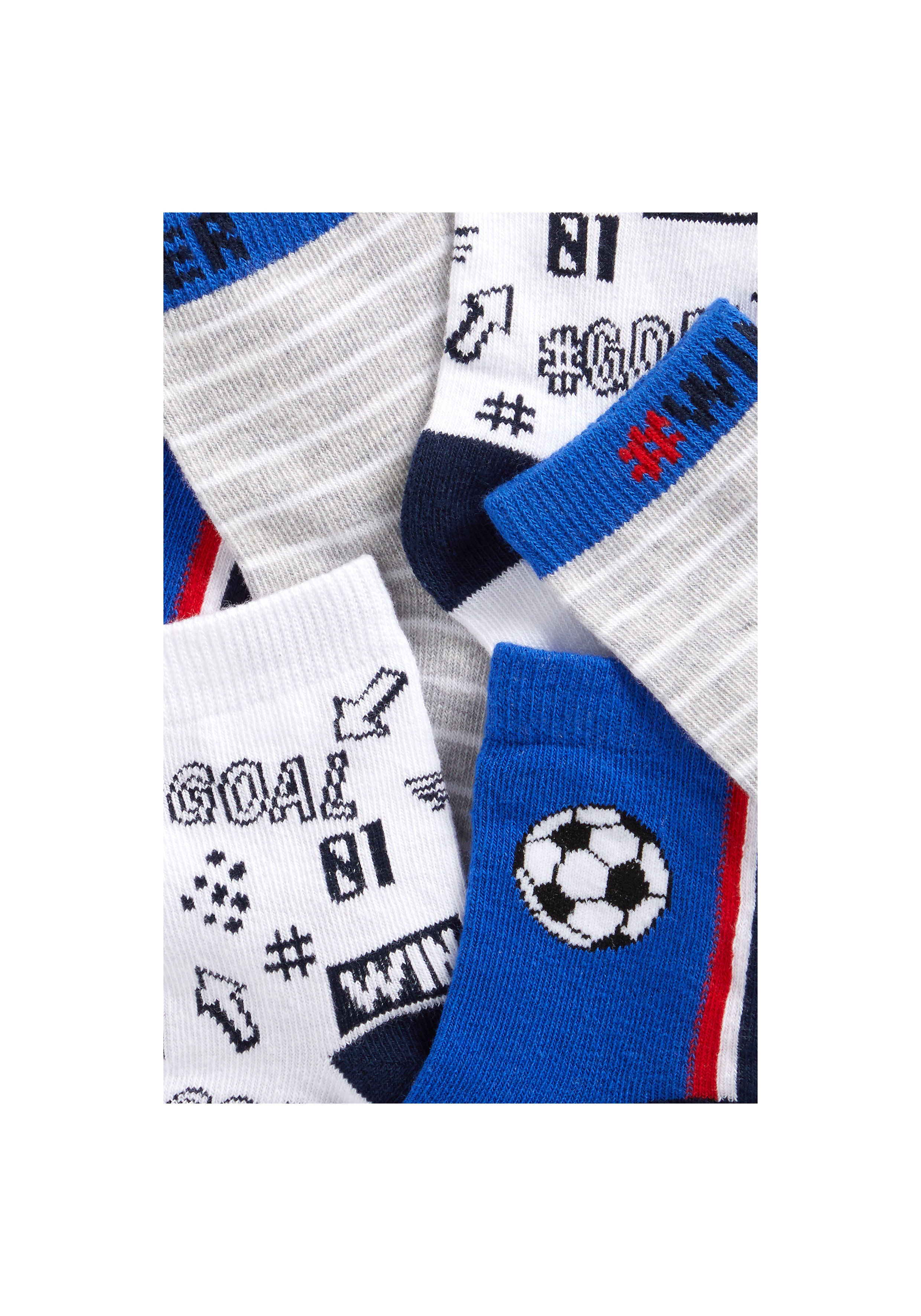 Mothercare | Boys Socks Football Design - Pack Of 3 - Blue 2
