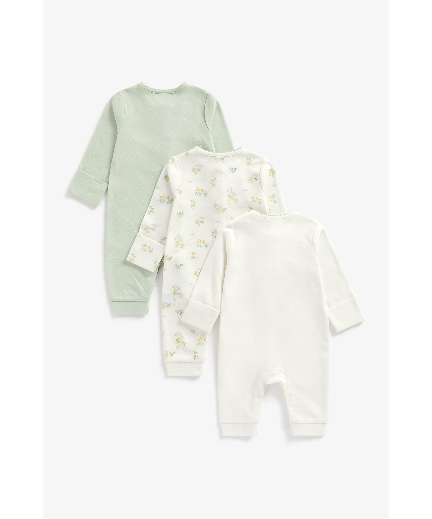 Mothercare | Girls Full Sleeves Sleepsuits - Pack of 3 - Multicolor 1