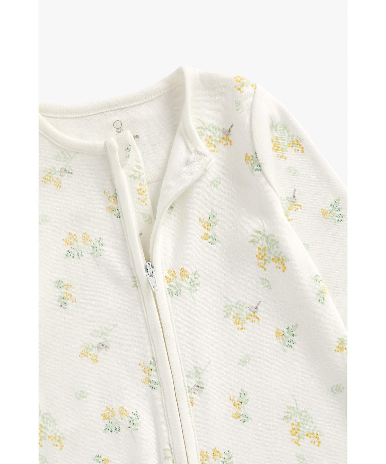 Girls Full Sleeves Sleepsuit Floral Design - White