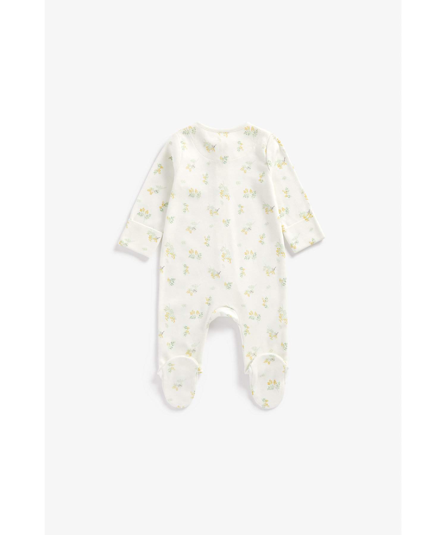 Girls Full Sleeves Sleepsuit Floral Design - White