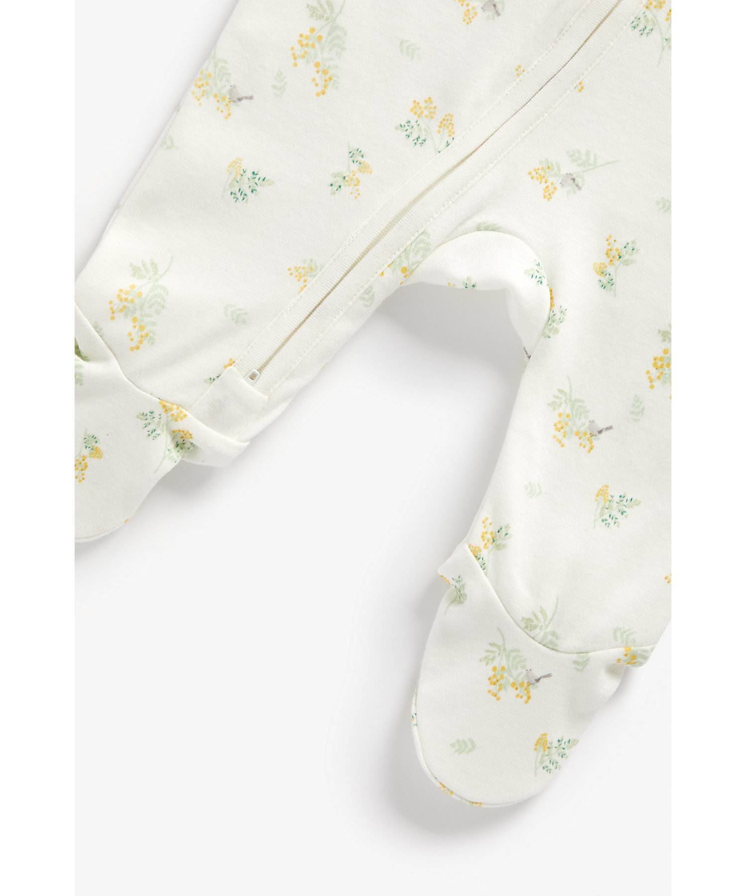 Girls Full Sleeves Sleepsuit Floral Design - White