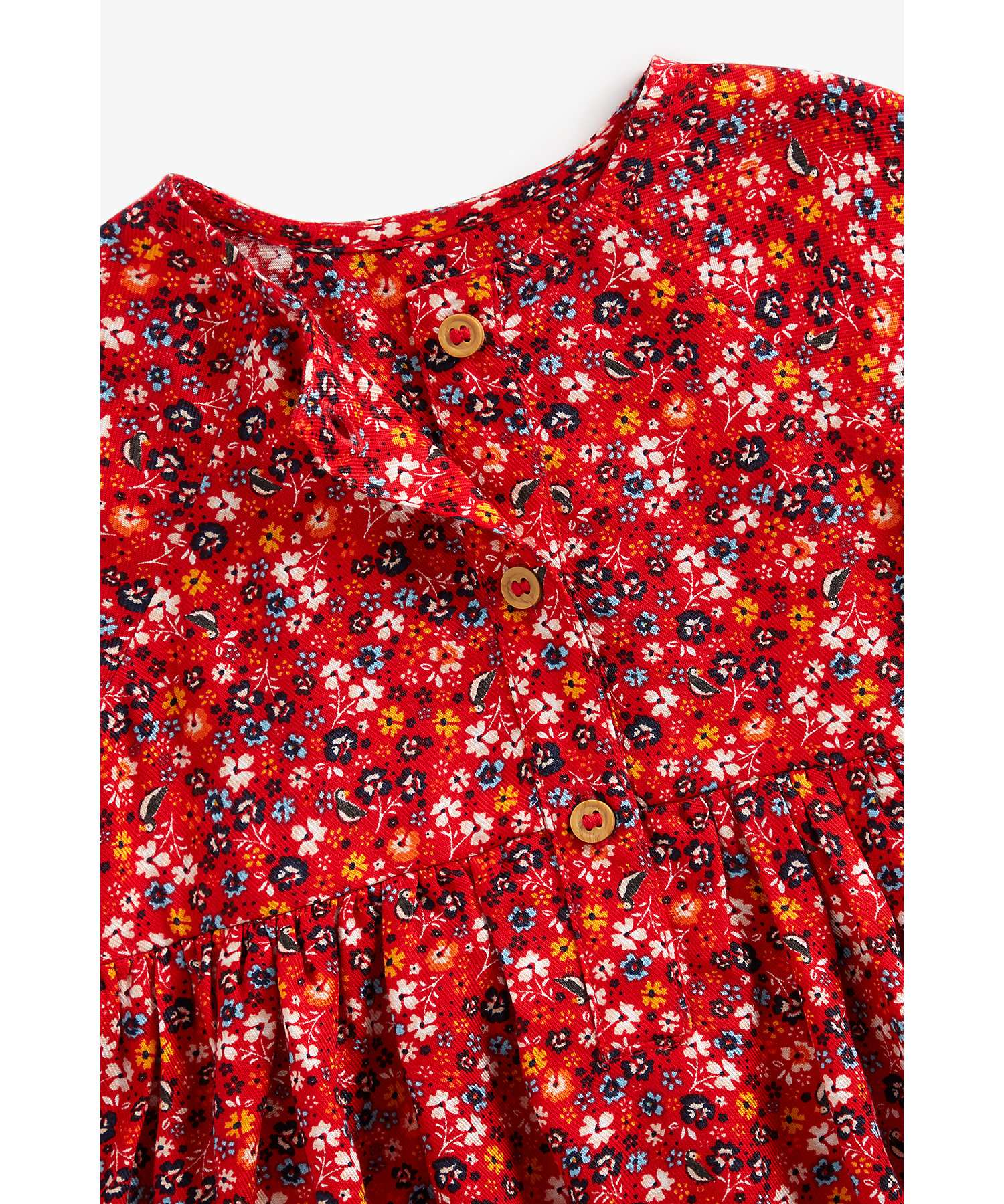 Mothercare | Girls Full Sleeves Dress Floral Print - Red 2