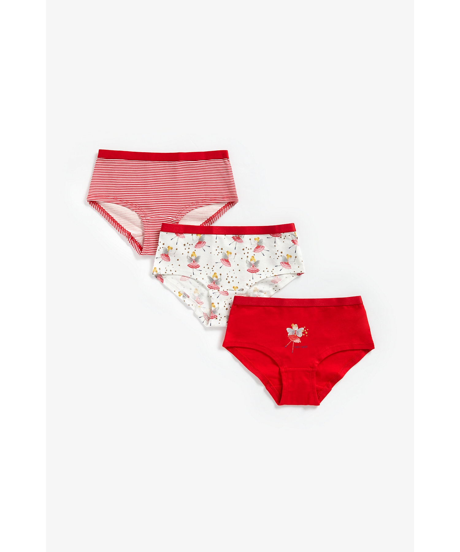 Mothercare | Girls Briefs Striped And Fairy Print - Pack Of 3 - Multicolor 0