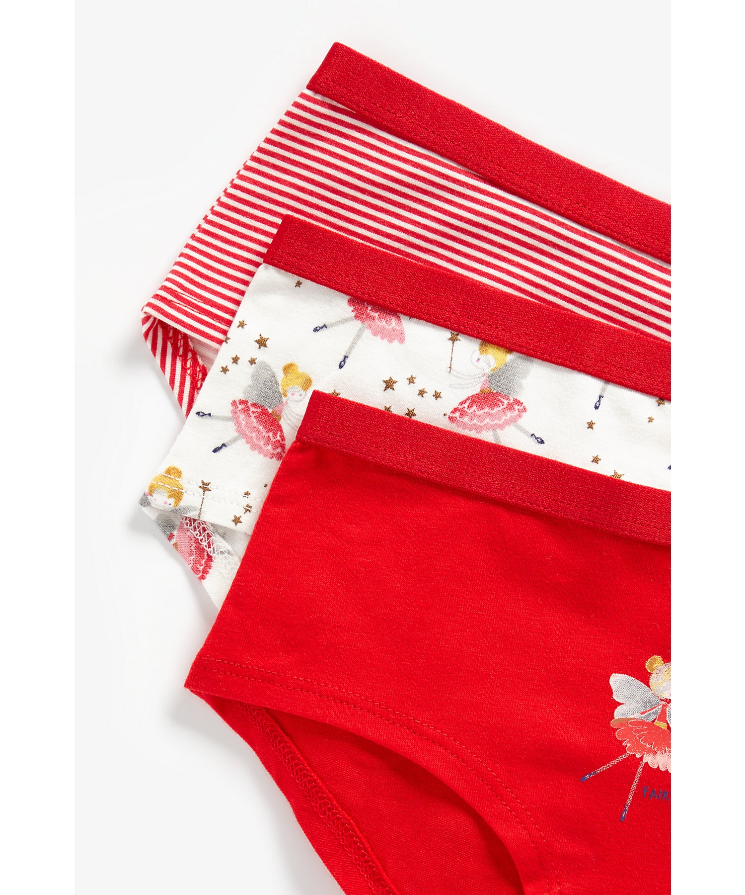 Mothercare | Girls Briefs Striped And Fairy Print - Pack Of 3 - Multicolor 1