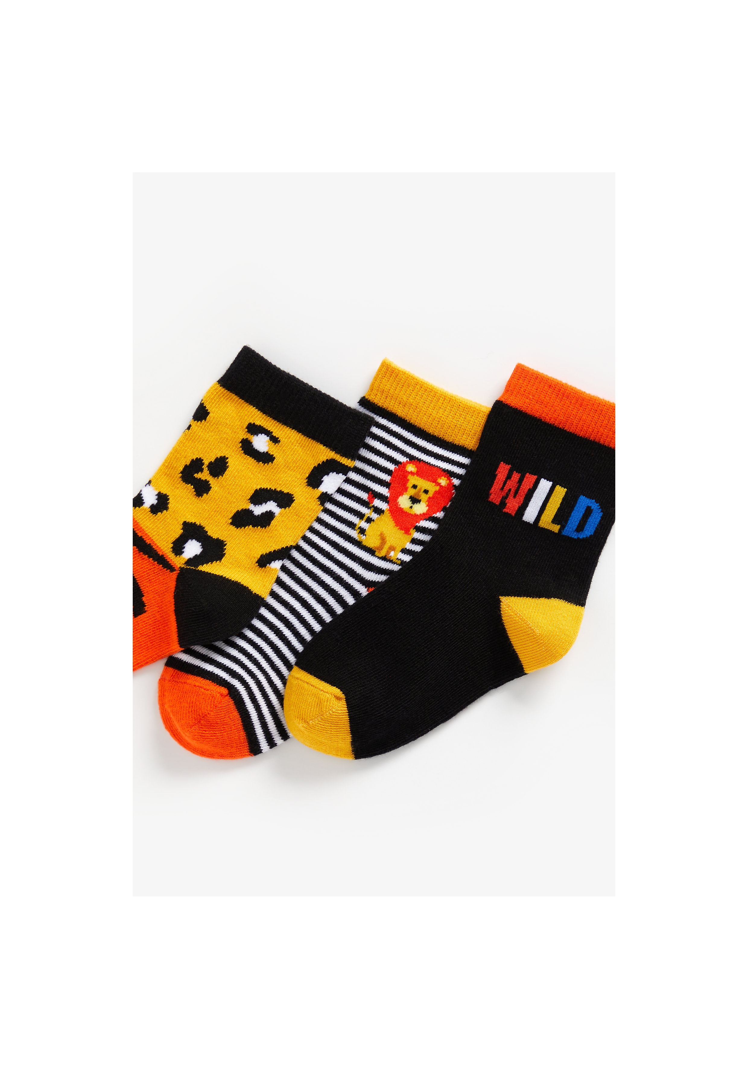 Mothercare | Boys Socks Striped And Animal Design - Pack Of 3 - Multicolor 1