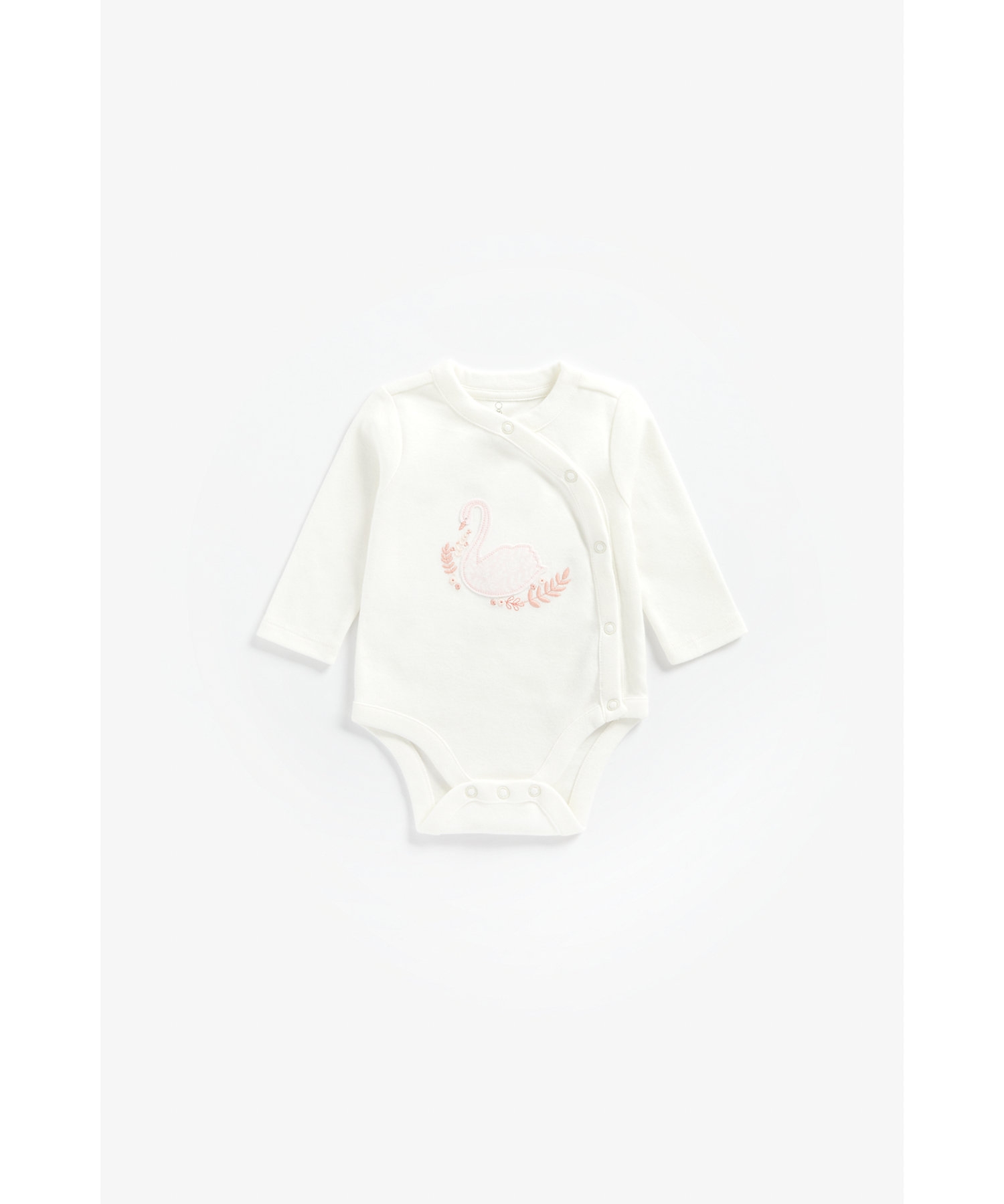 Mothercare | Girls Full Sleeves Bodysuit Swan Patchwork And Embroidery - Pack Of 2 - Pink 2