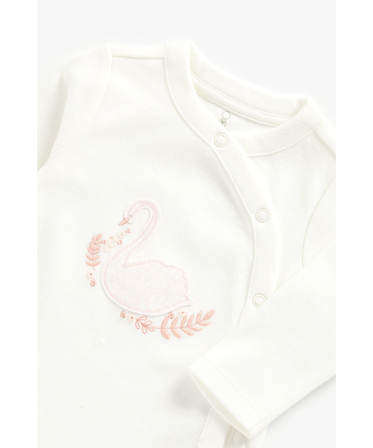 Mothercare | Girls Full Sleeves Bodysuit Swan Patchwork And Embroidery - Pack Of 2 - Pink 4