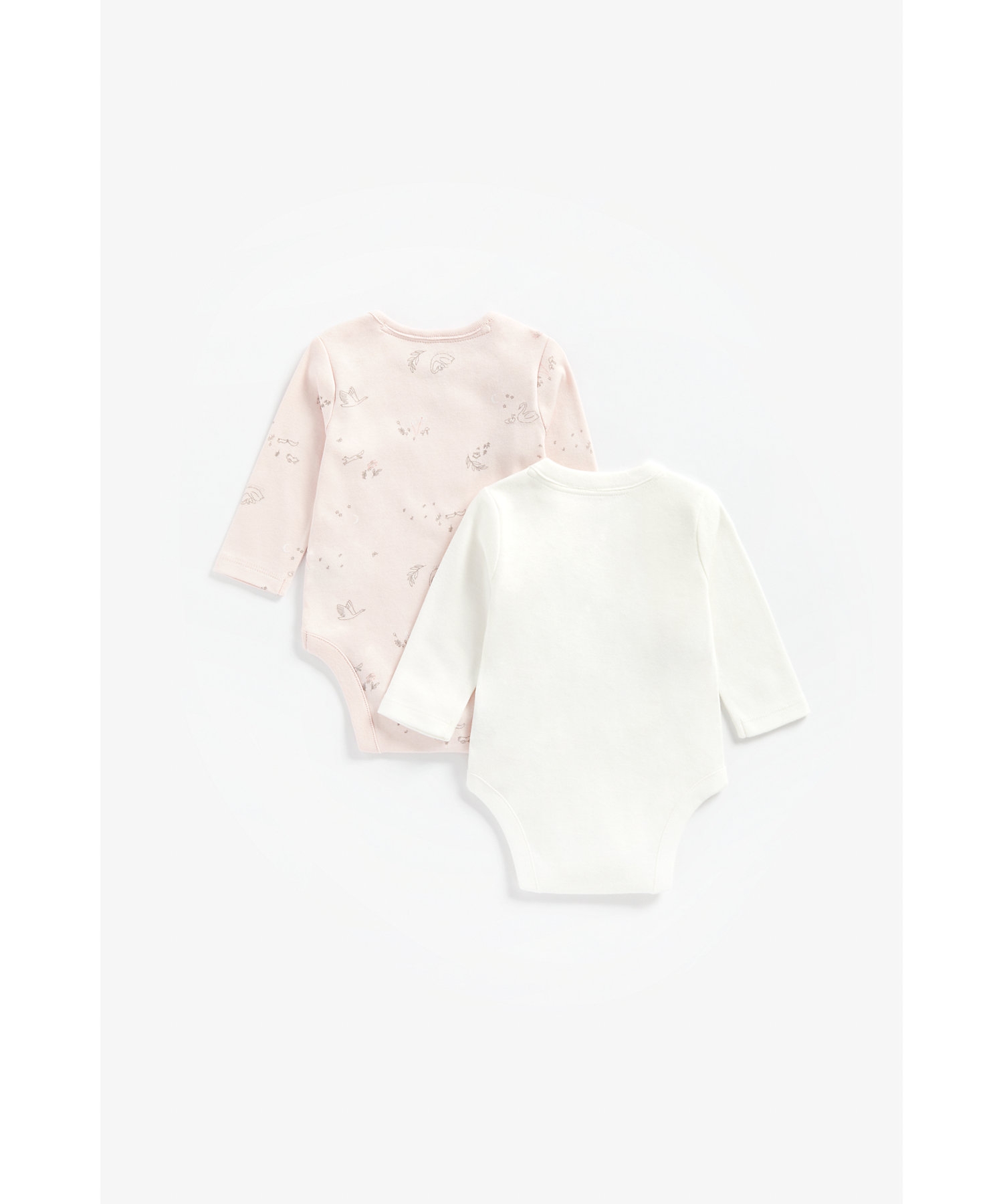 Mothercare | Girls Full Sleeves Bodysuit Swan Patchwork And Embroidery - Pack Of 2 - Pink 1