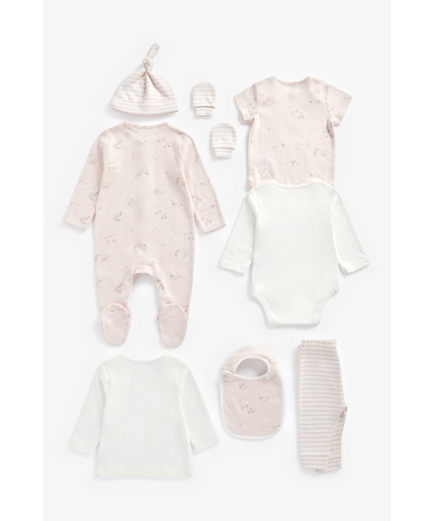 Mothercare | Girls 8 Piece Set Printed And Striped - Pink 4