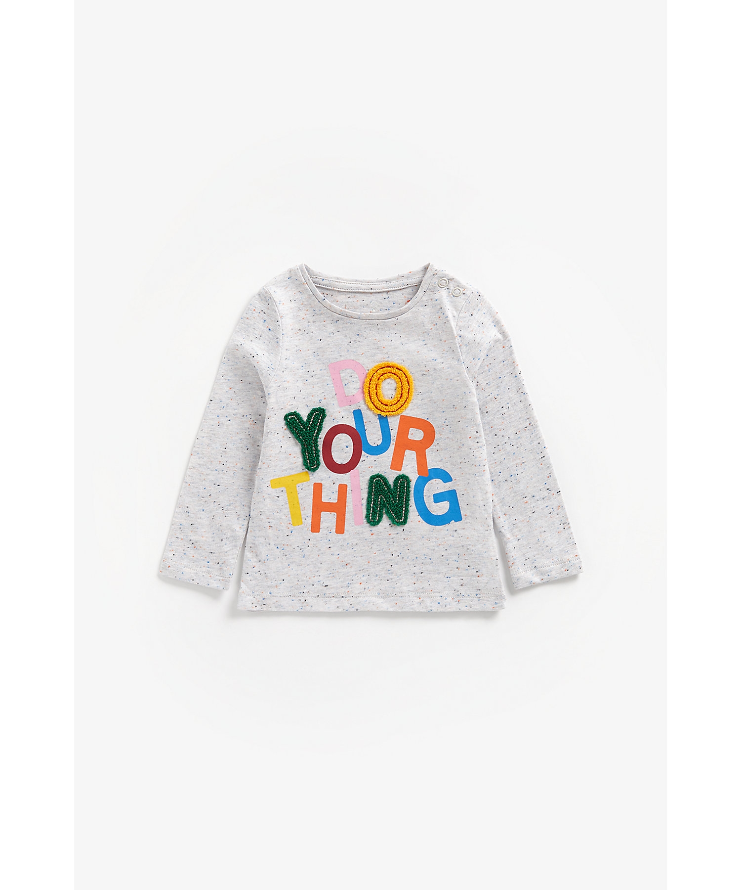 Mothercare | Girls Full Sleeves T-Shirt Rainbow Stripes And Text Patchwork - Pack Of 3 - Multicolor 2