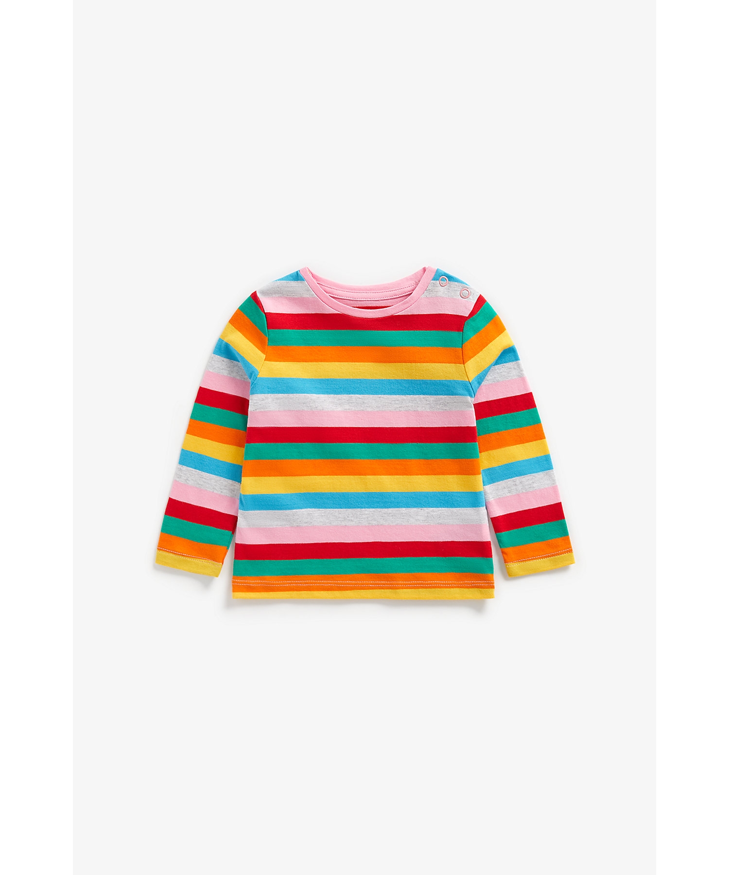 Mothercare | Girls Full Sleeves T-Shirt Rainbow Stripes And Text Patchwork - Pack Of 3 - Multicolor 3
