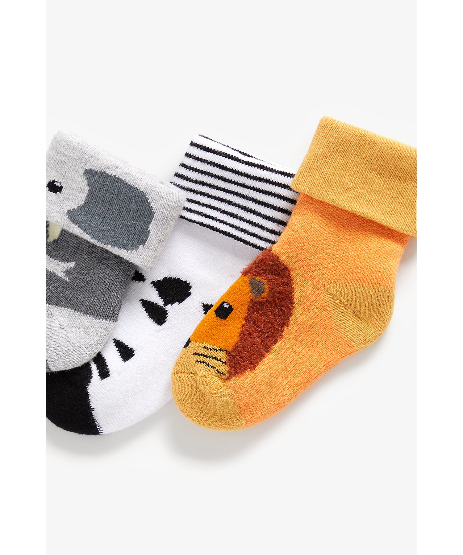 Boys Turn-Over-Top Socks Animal Design - Pack Of 3 - Multicolor - Mothercare