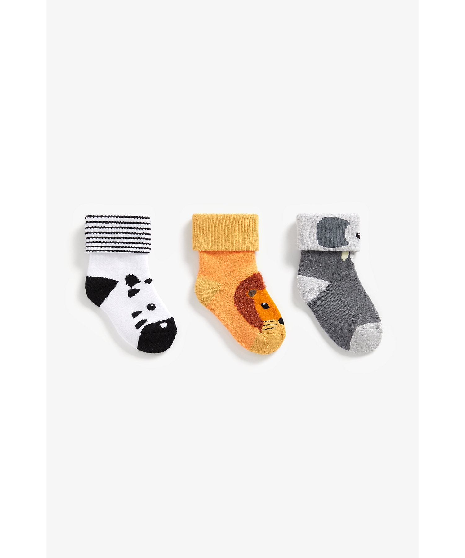 Mothercare | Boys Turn-Over-Top Socks Animal Design - Pack Of 3 - Multicolor 0