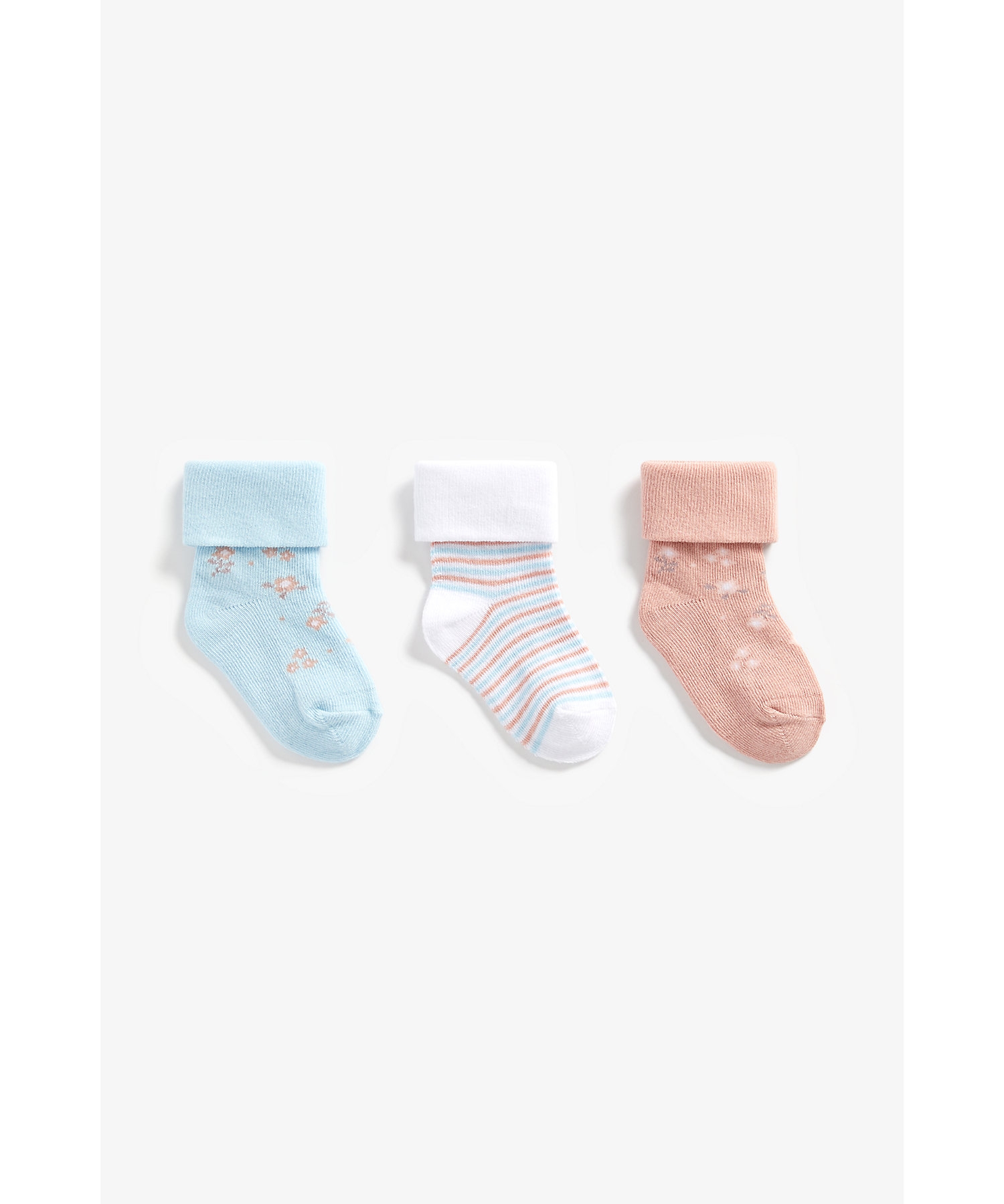 Mothercare | Girls Socks Striped And Floral Design - Pack Of 3 - Multicolor 0