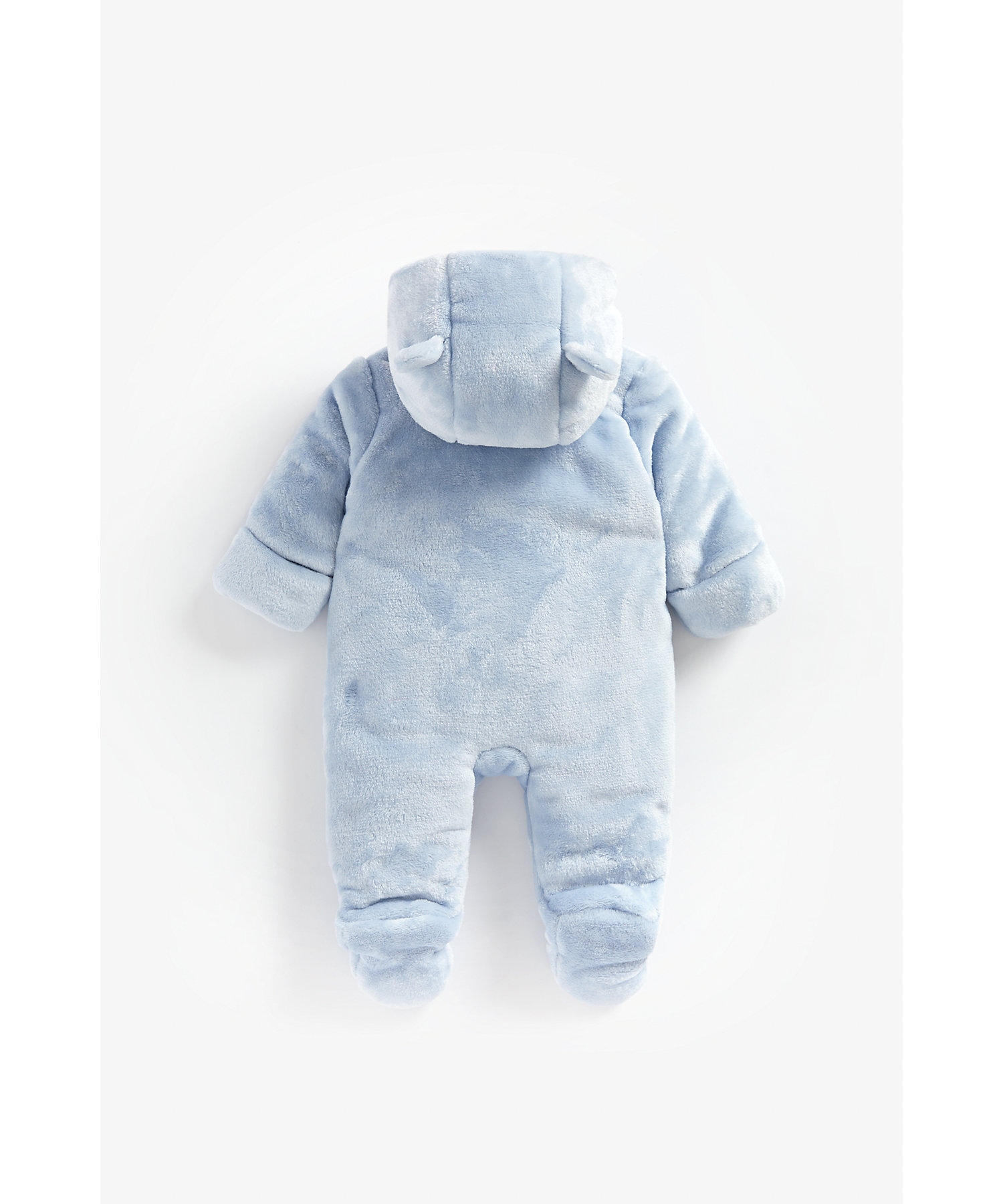 Mothercare | Boys Full Sleeves Fluffy Snowsuit Bear 3D Details - Blue 1