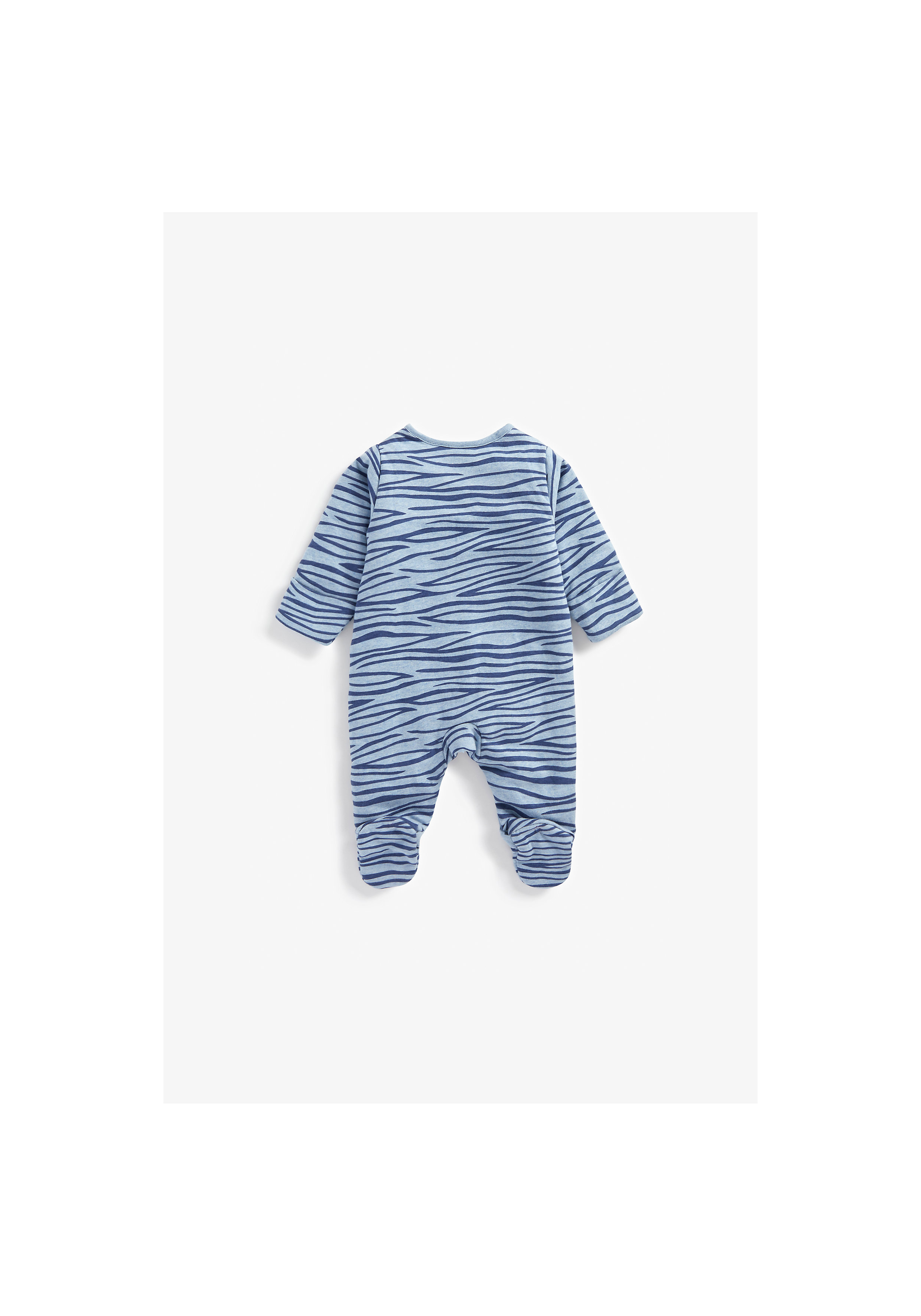 Boys Full Sleeves Wadded Sleepsuit Tiger Stripes Blue