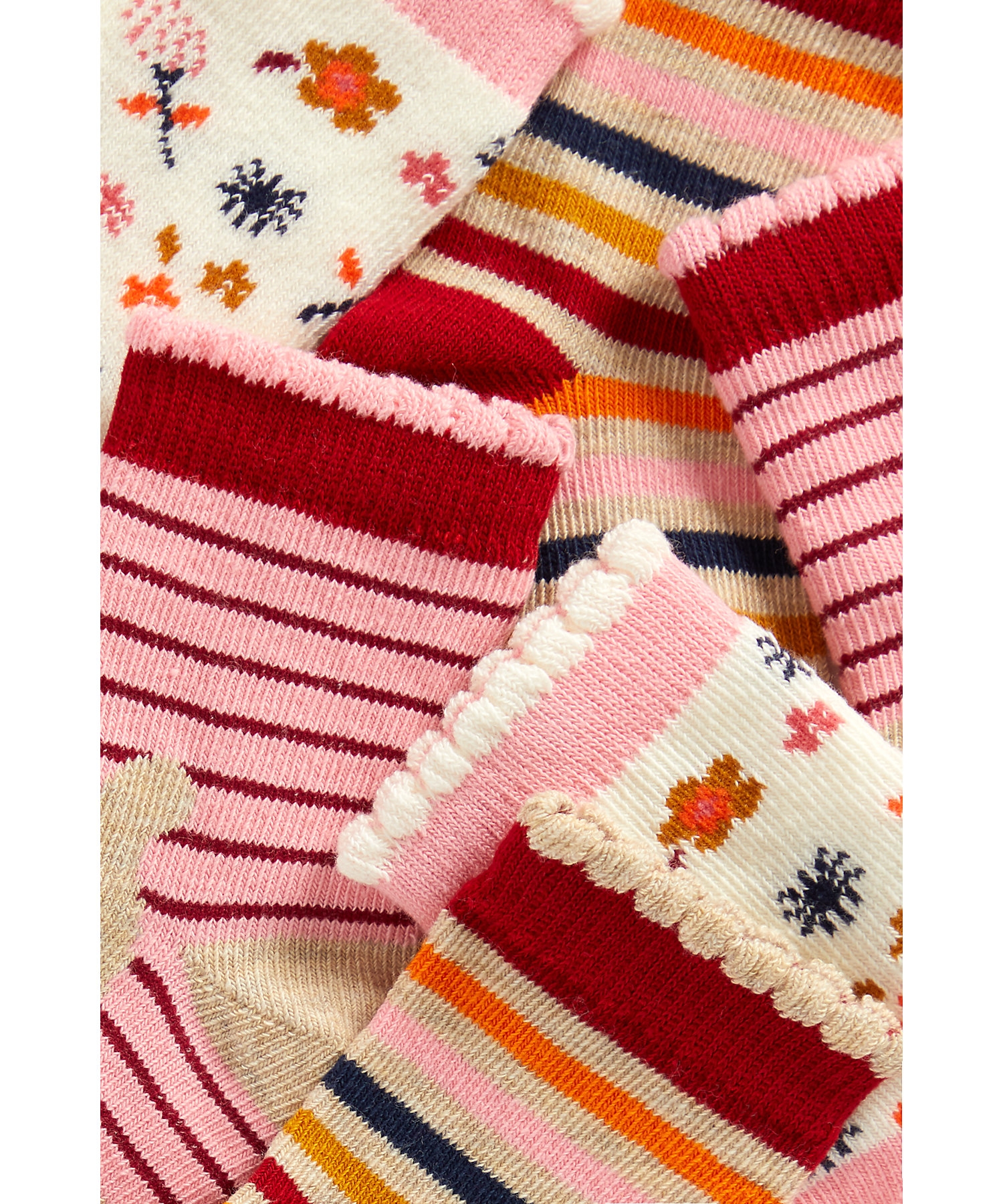 Mothercare | Girls Socks Striped And Floral Design - Pack Of 3 - Multicolor 2