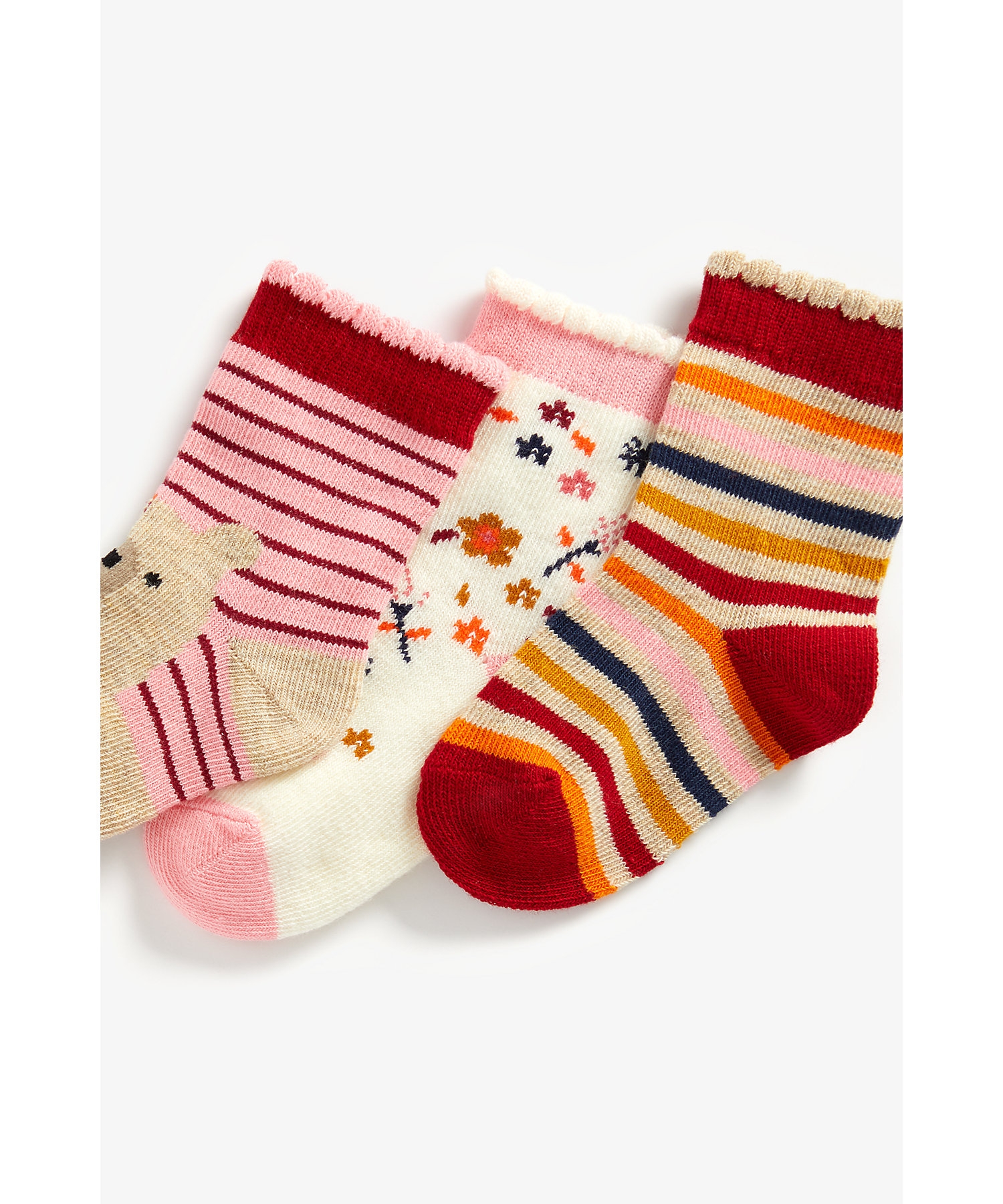 Mothercare | Girls Socks Striped And Floral Design - Pack Of 3 - Multicolor 1