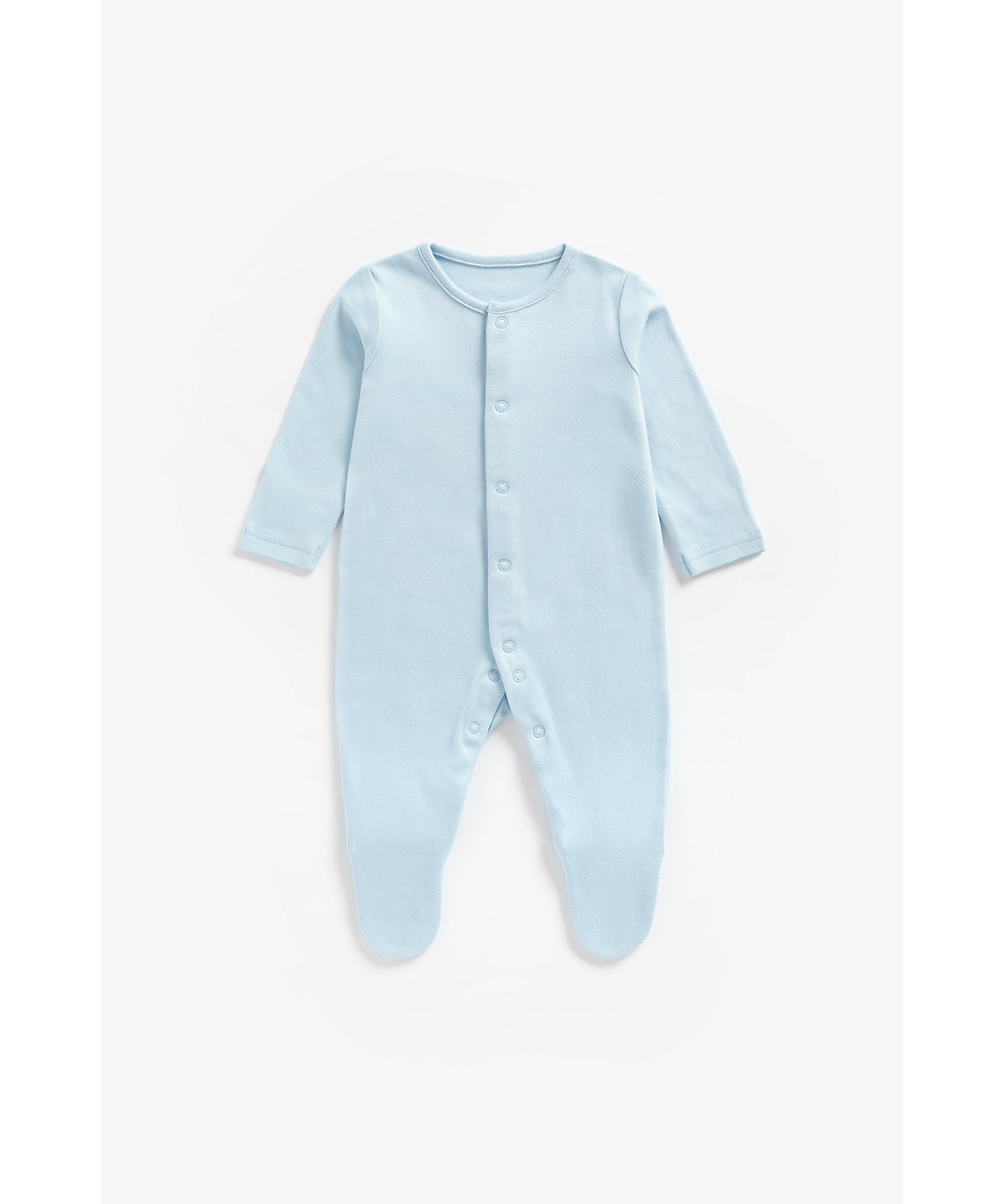 Mothercare | Boys Full Sleeves Sleepsuit Striped And Printed - Pack Of 3 - Blue 3