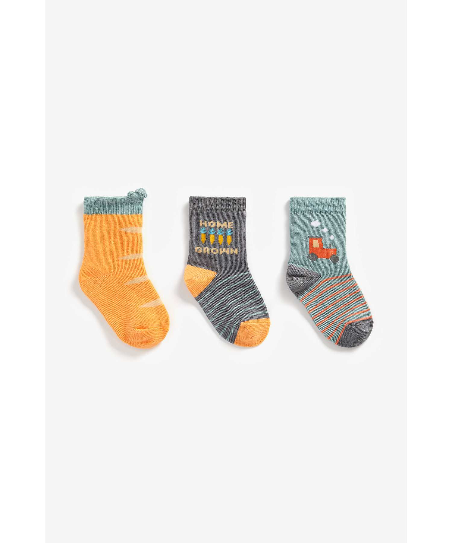 Boys Socks Tractor Design - Pack Of 3 - Multicolor