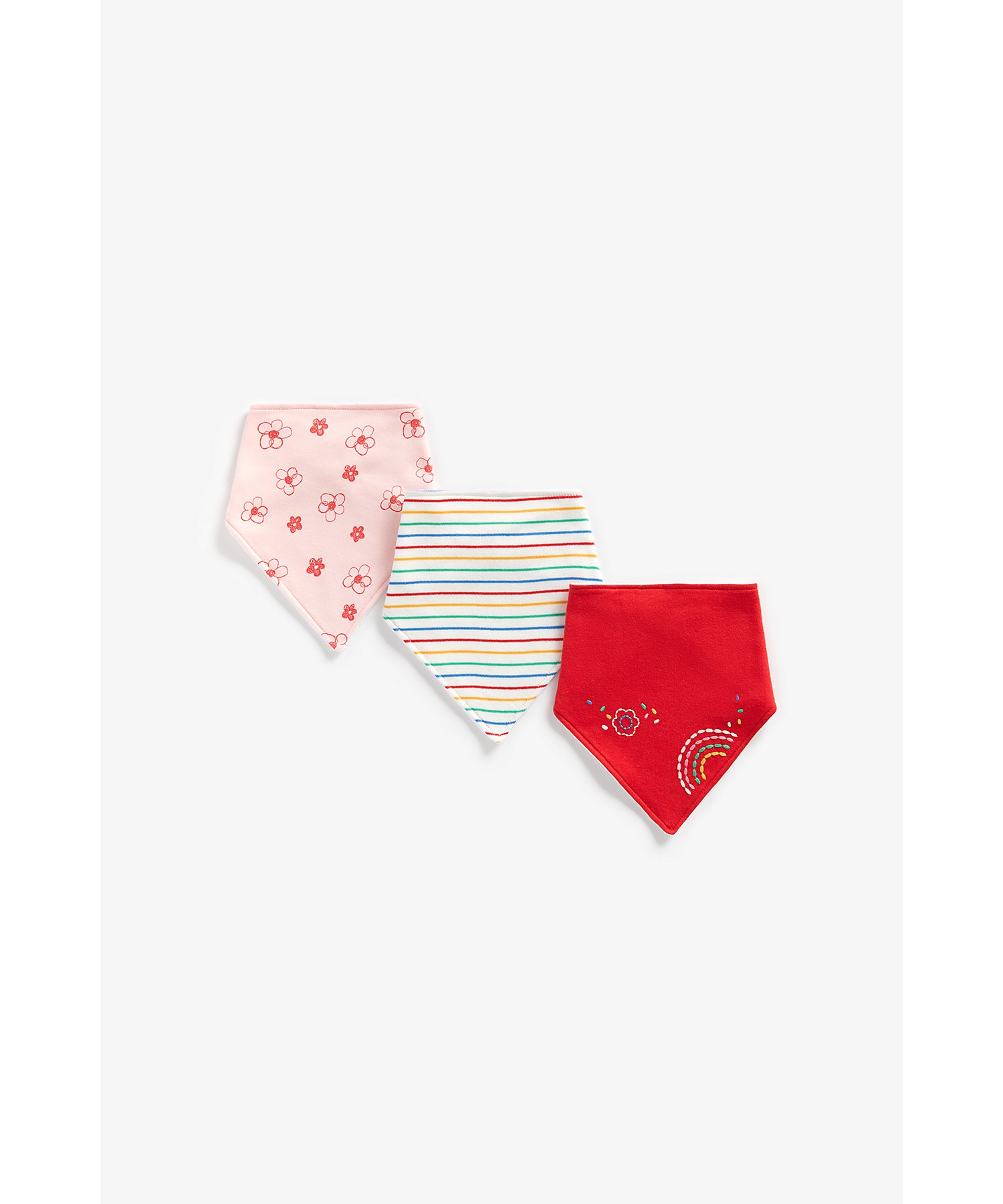 Mothercare | Girls Bibs Rainbow Embroidery - Pack Of 3 - Multicolor 0