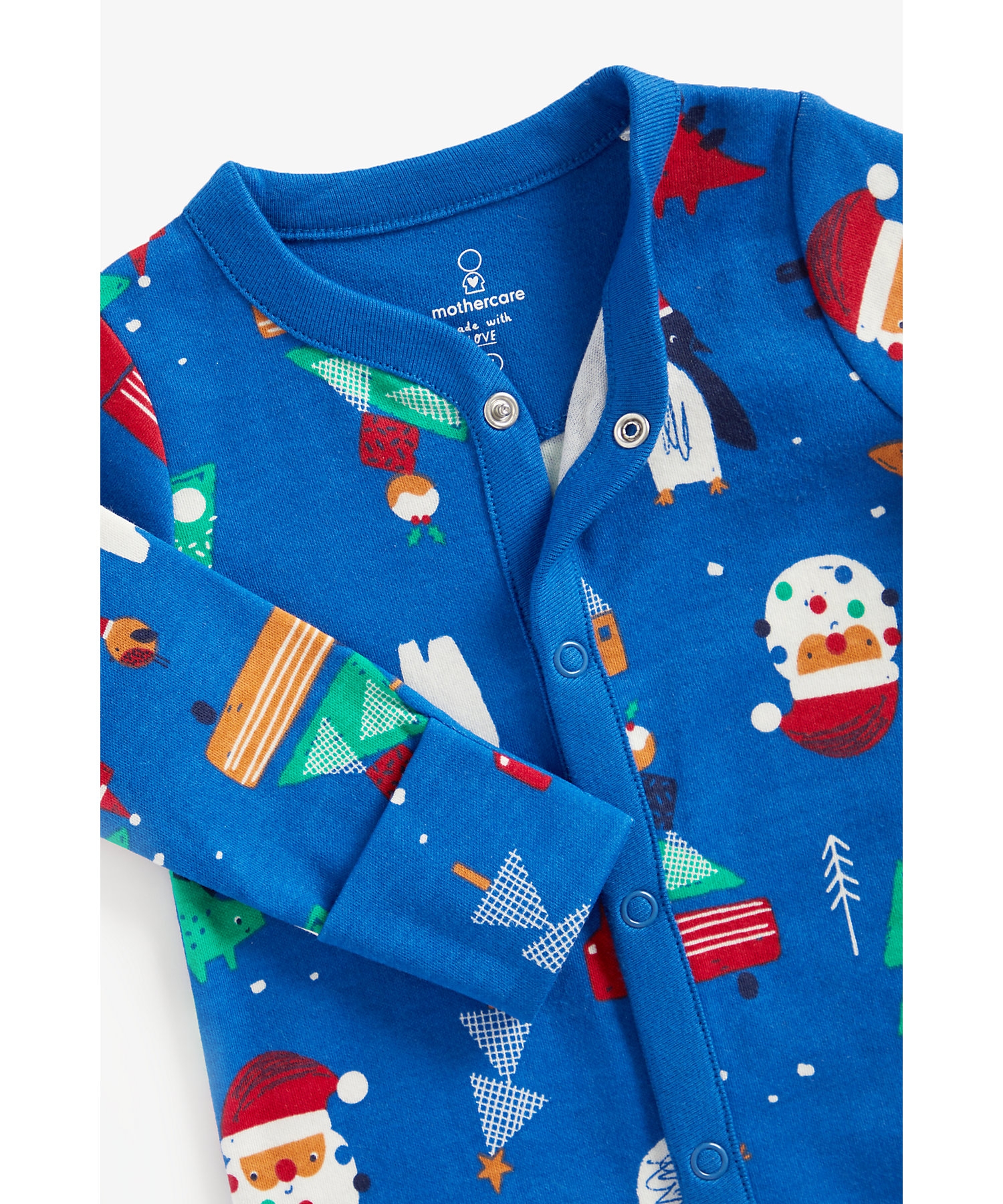 Mothercare | Boys Full Sleeves Sleepsuit Christmas Design-Navy 2