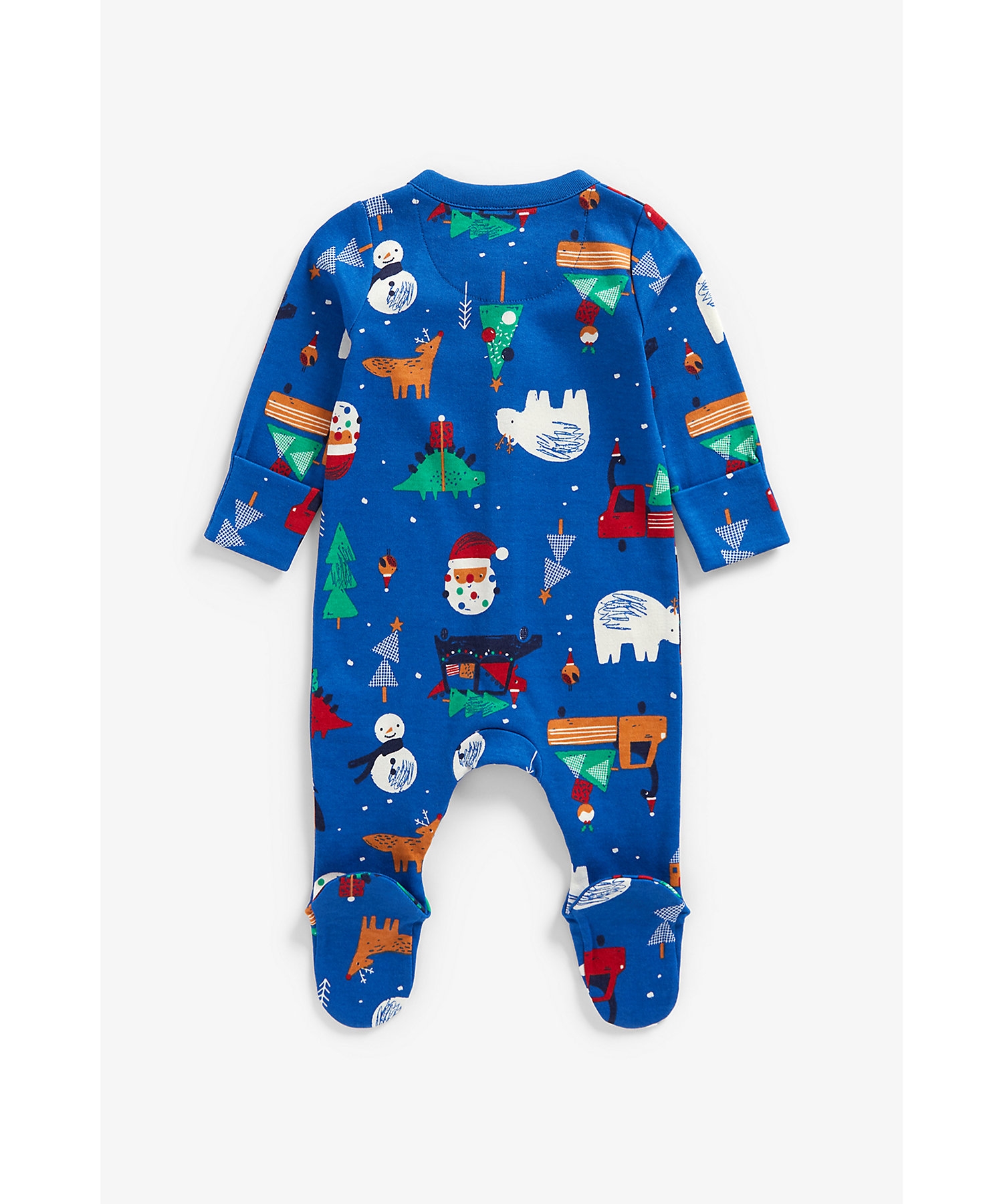 Mothercare | Boys Full Sleeves Sleepsuit Christmas Design-Navy 1