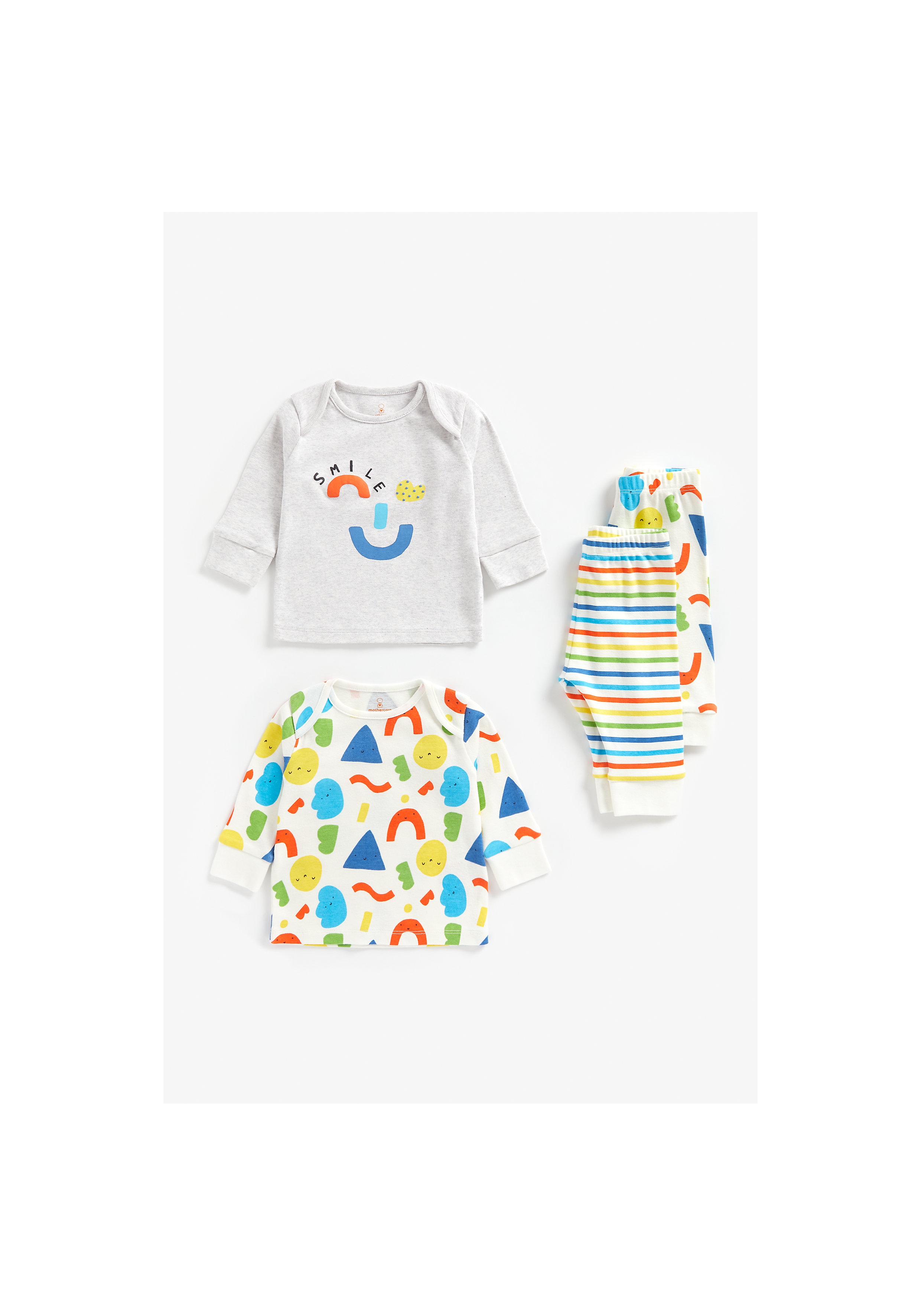 Mothercare | Unisex Full Sleeves Pyjama Set Rainbow Stripes - Pack Of 2 - Multicolor 0