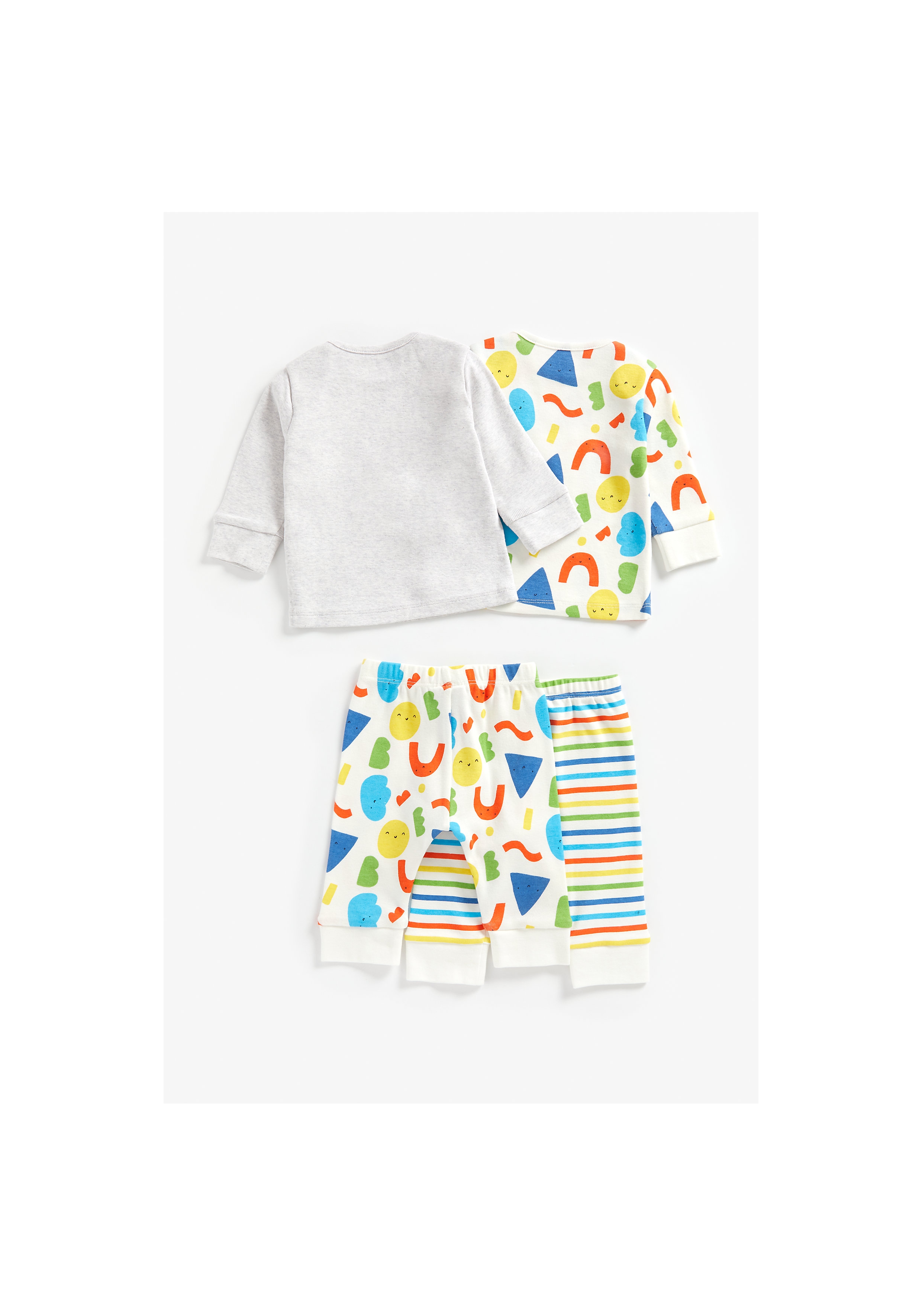 Mothercare | Unisex Full Sleeves Pyjama Set Rainbow Stripes - Pack Of 2 - Multicolor 1