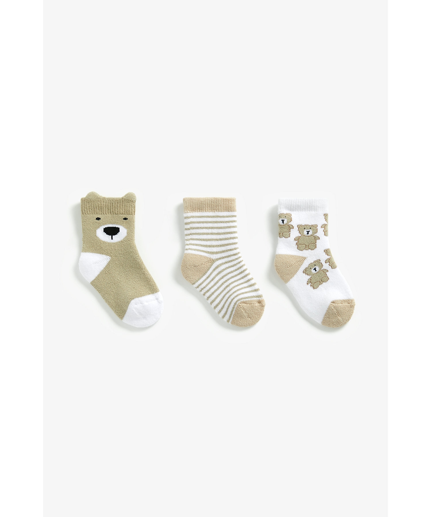 Mothercare | Boys Socks Bear Design - Pack Of 3 - Beige 0