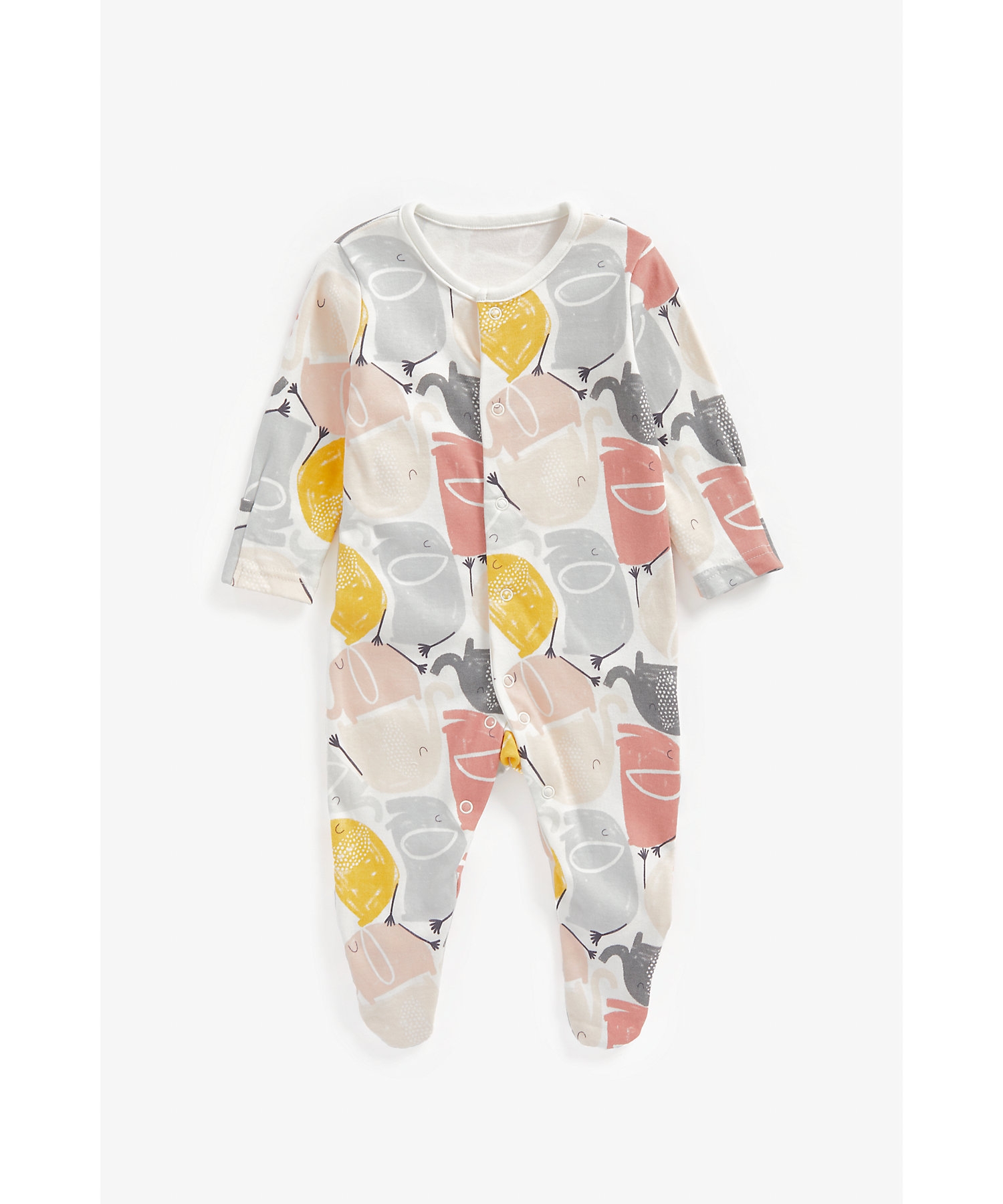 Mothercare | Unisex Full Sleeves Sleepsuits -Pack of 3-Multicolor 4