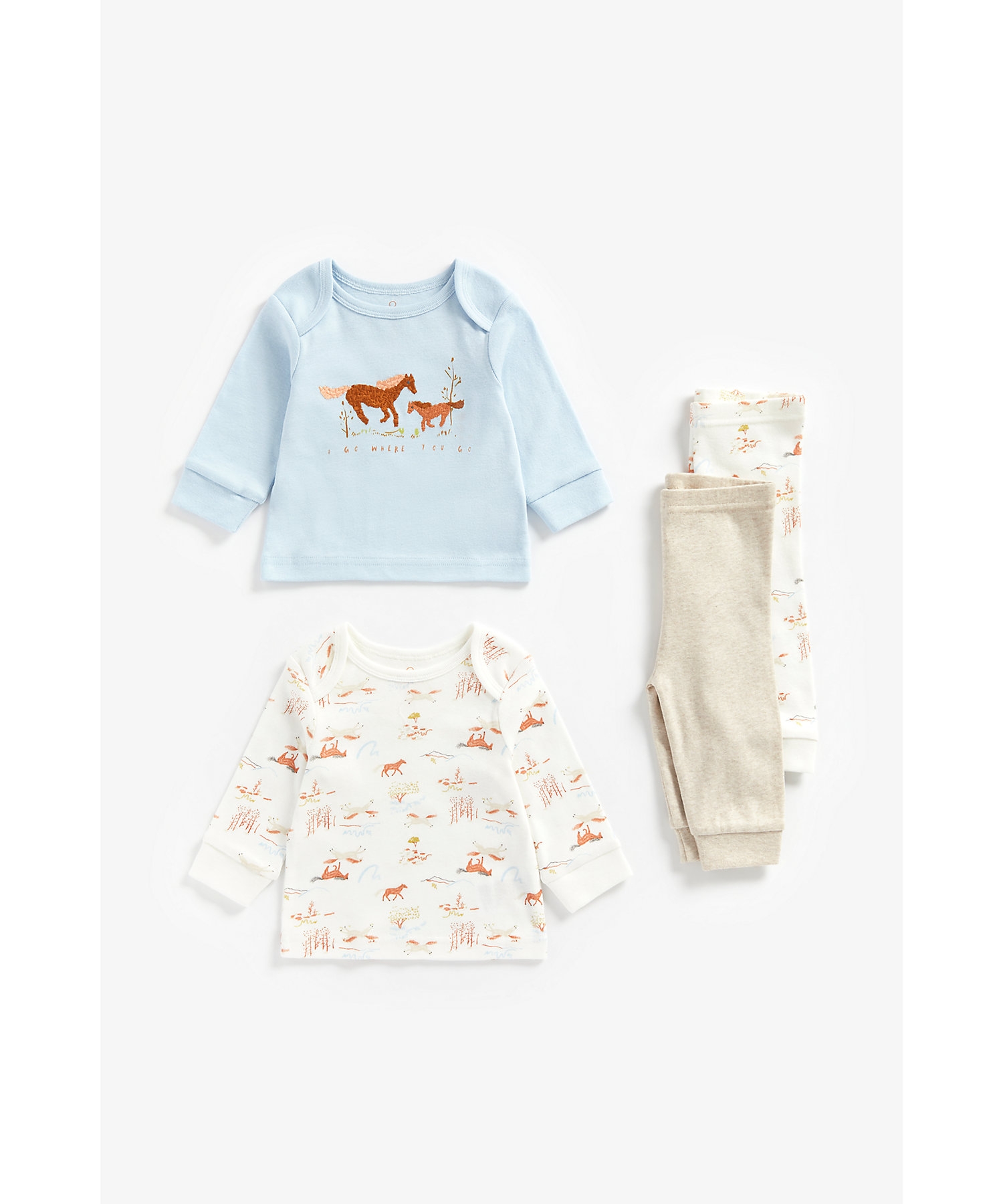 Mothercare | Boys Full Sleeves Pyjama Set Horse Embroidery - Pack Of 2 - Multicolor 0