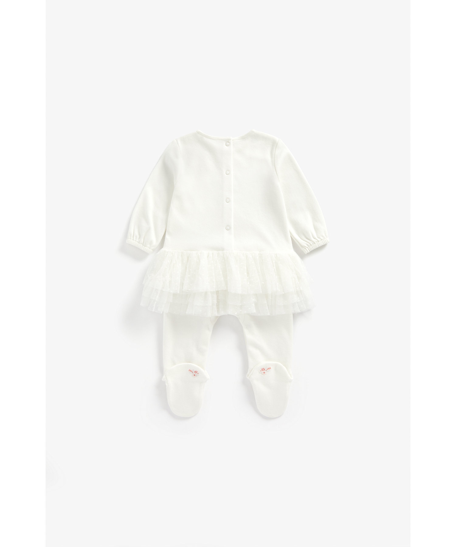 Mothercare | Girls Full Sleeves Frock Style Romper Embroidered - White 1