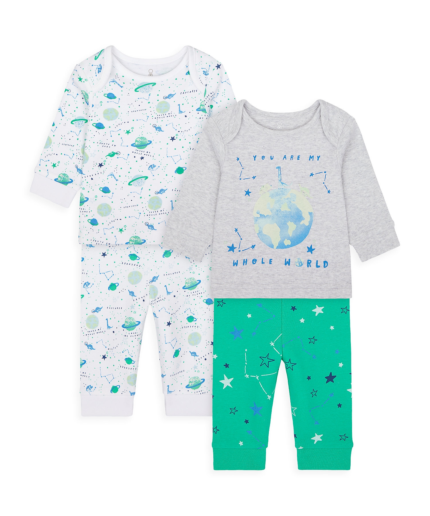 Mothercare | Boys Full Sleeves Pyjama Set Space Print - Pack Of 2 - Multicolor 0