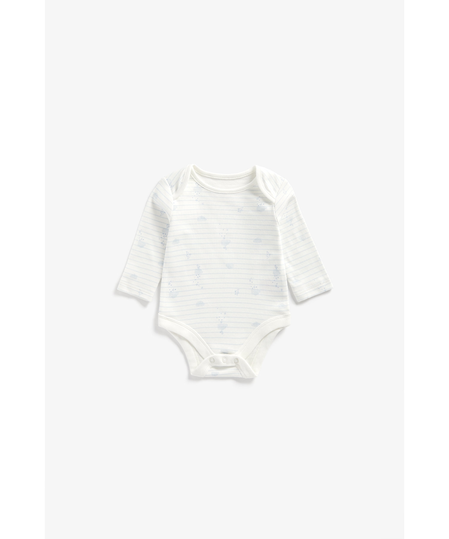 Mothercare | Boys Full Sleeves Bodysuit Striped And Printed - Pack Of 5 - Blue 3