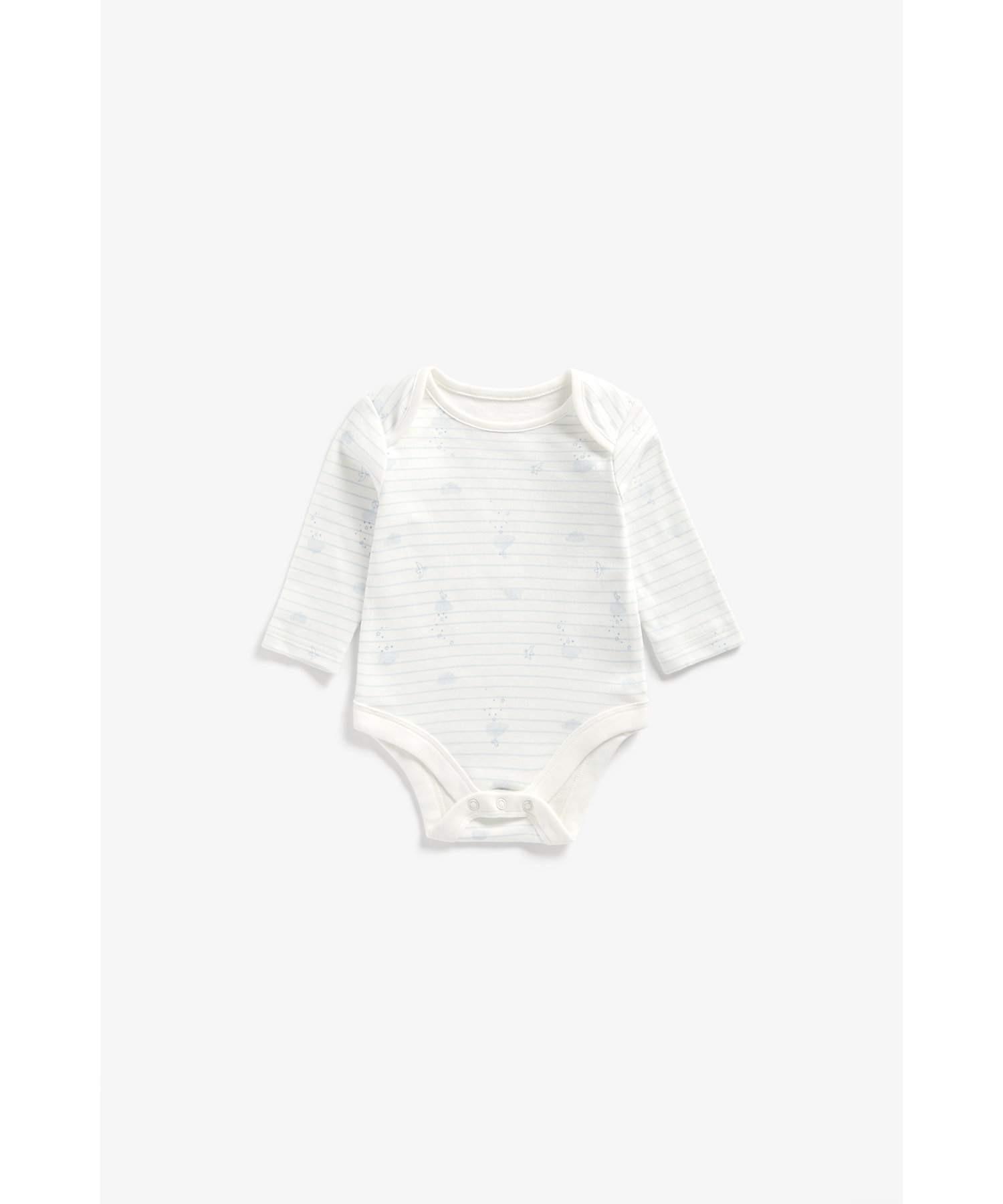 Mothercare | Boys Full Sleeves Bodysuit Striped And Printed - Pack Of 5 - Blue 3